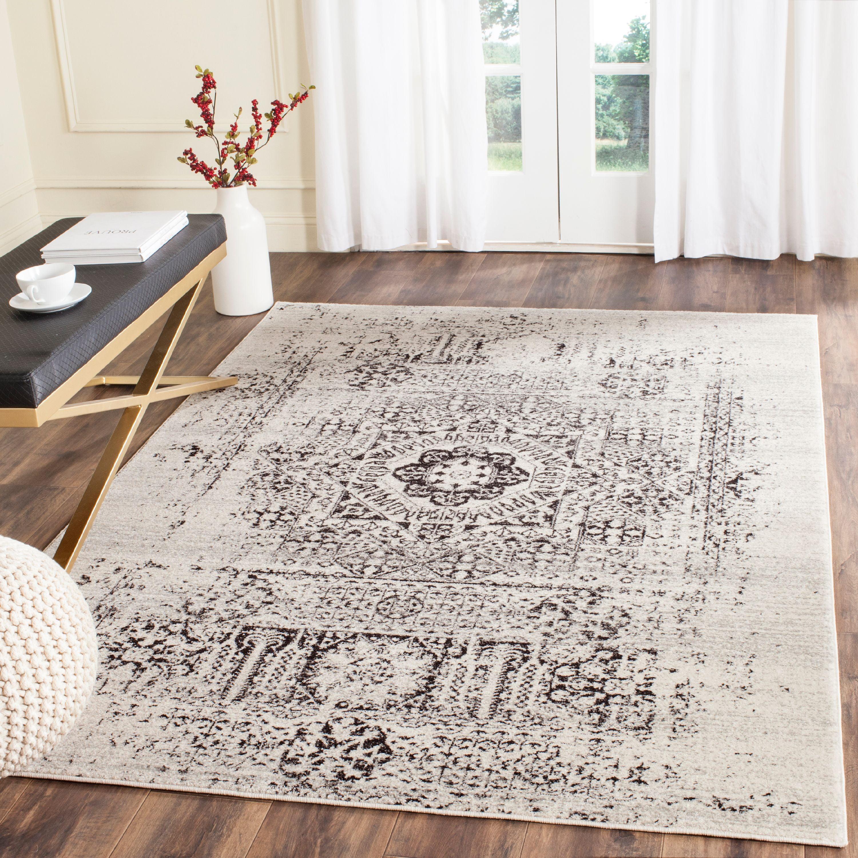 Evoke EVK260 Power Loomed Area Rug - Ivory/Black - 12'x18' - Safavieh.
