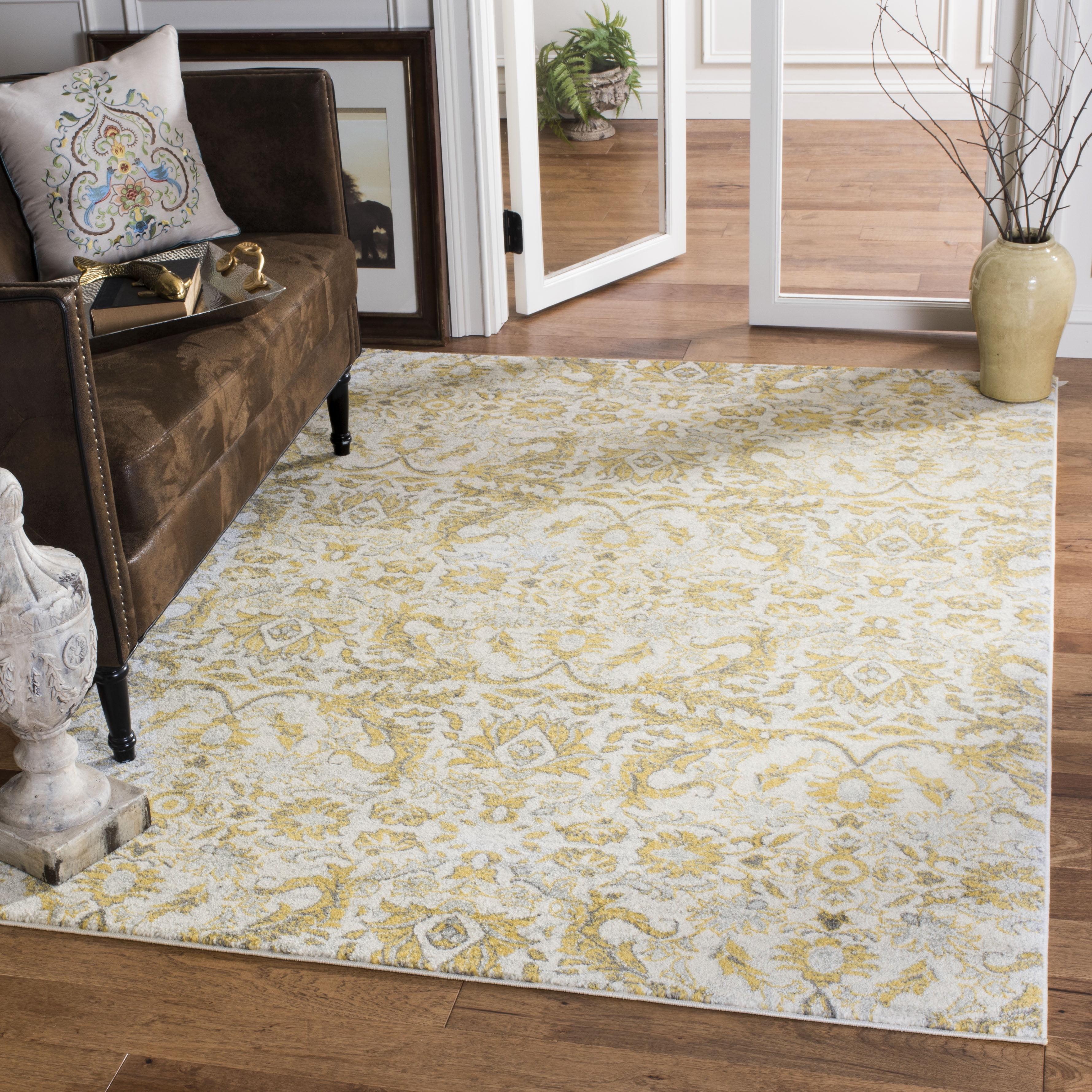 Evoke EVK238 Power Loomed Area Rug - Ivory/Gold - 6'7"x9' - Safavieh.