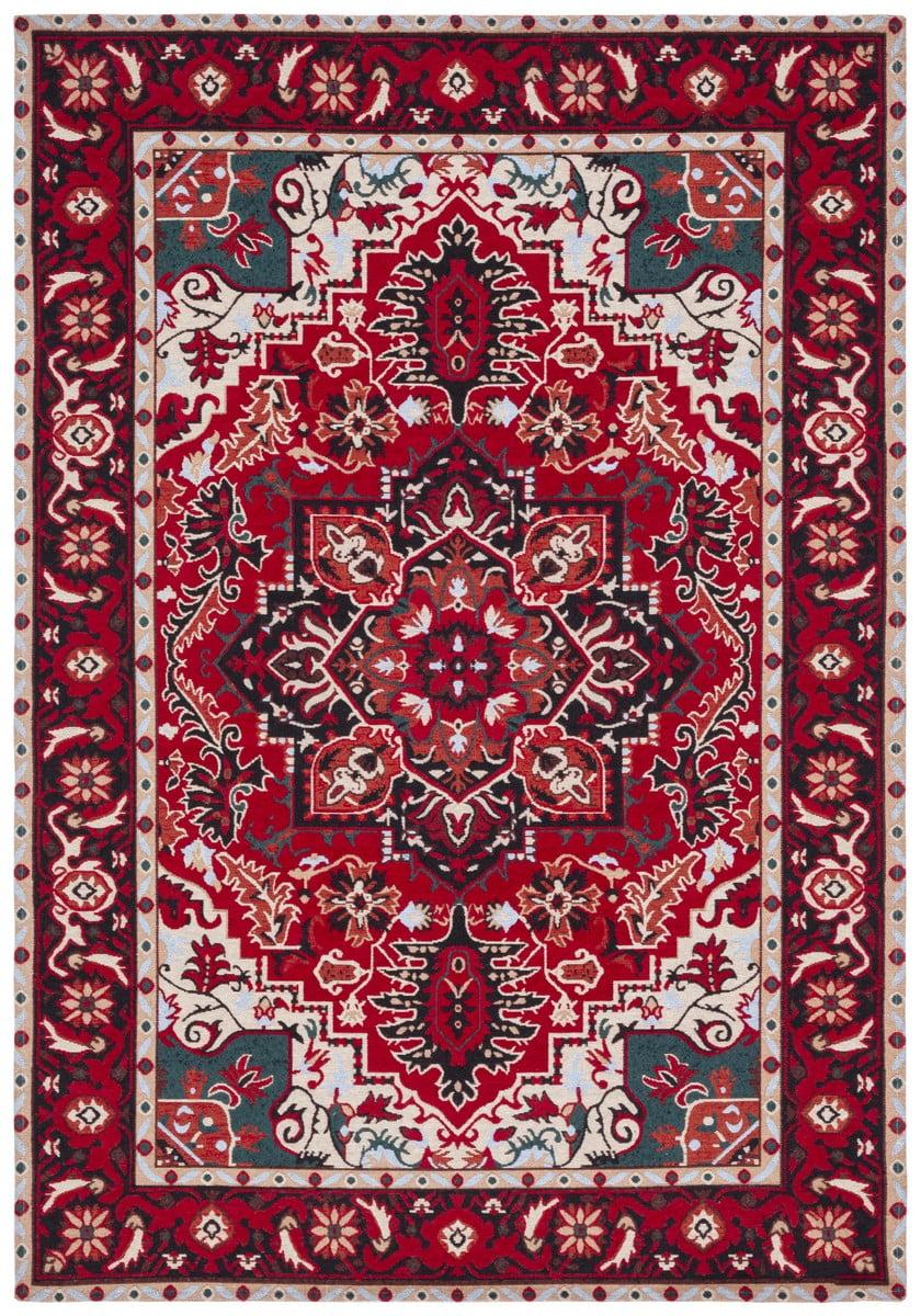 Easy Care ECR105 Power Loomed Machine Washable Area Rug - Red/Black - 4'x6' - Safavieh.