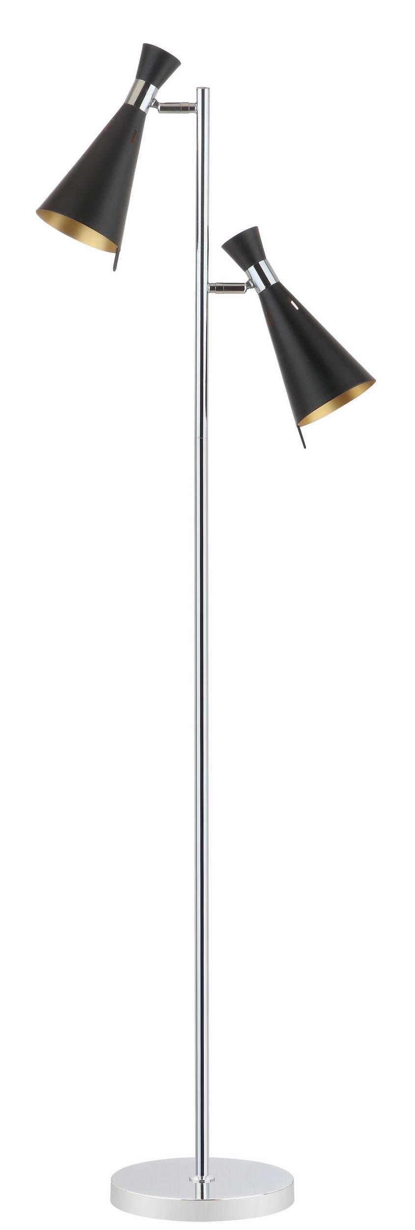 Efisio Adjustable Black and Chrome Floor Lamp with Dual Shades