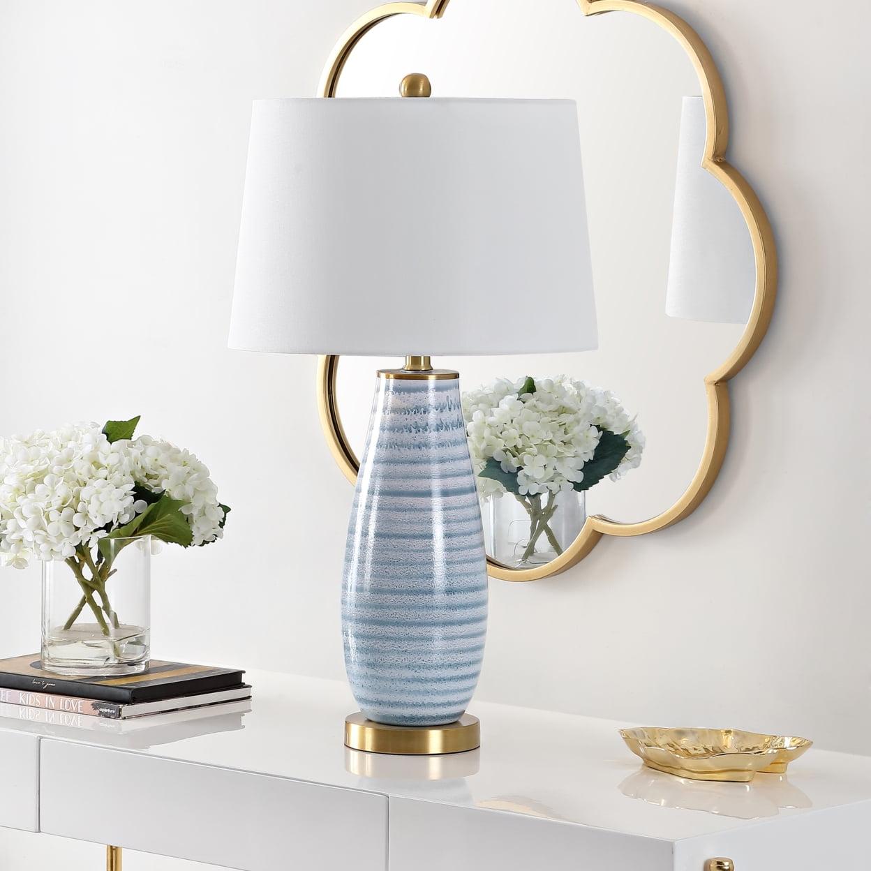 Eliana Coastal-Inspired Blue and White Ceramic Table Lamp