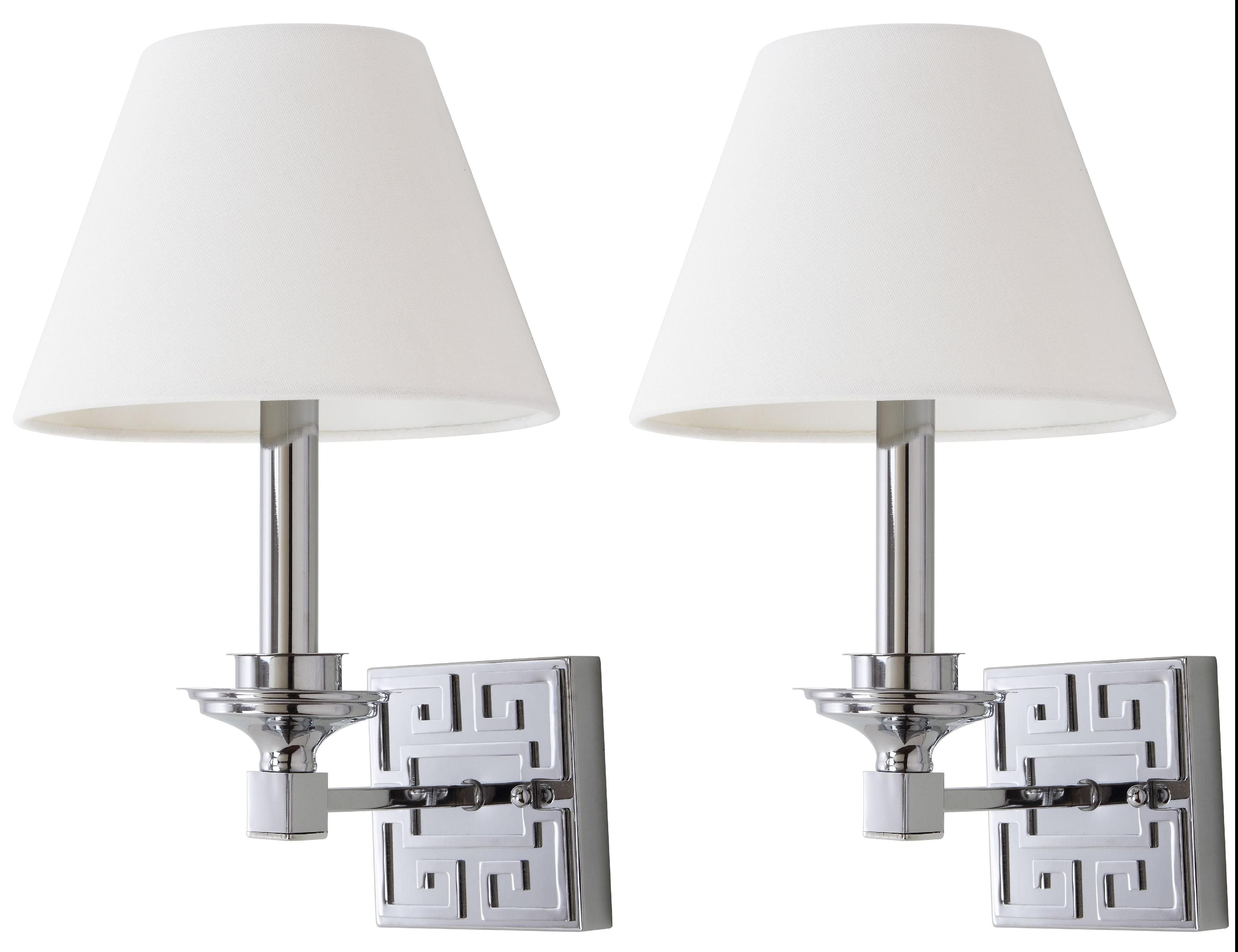 Elvira Chrome 15" Greek Key Dimmable Wall Sconce - Set of 2