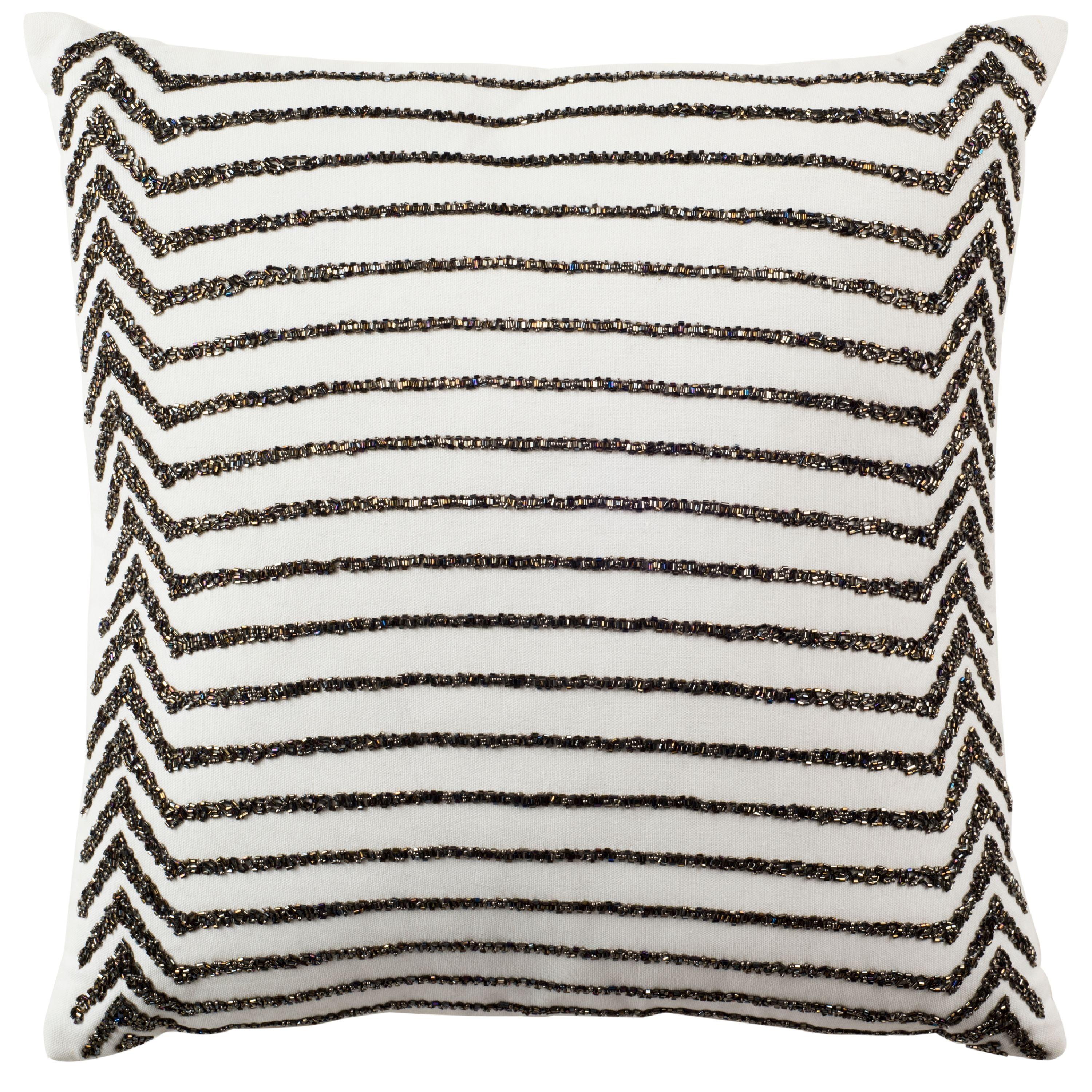 Emilia 18" Square White Cotton Stripe Pillow