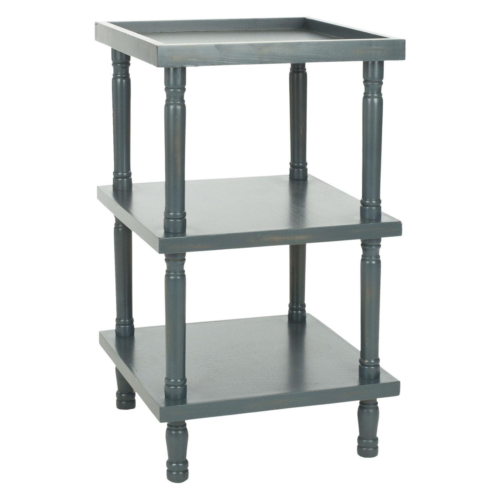 Esmeralda Transitional 3-Tier Square Side Table in Blue/Gray