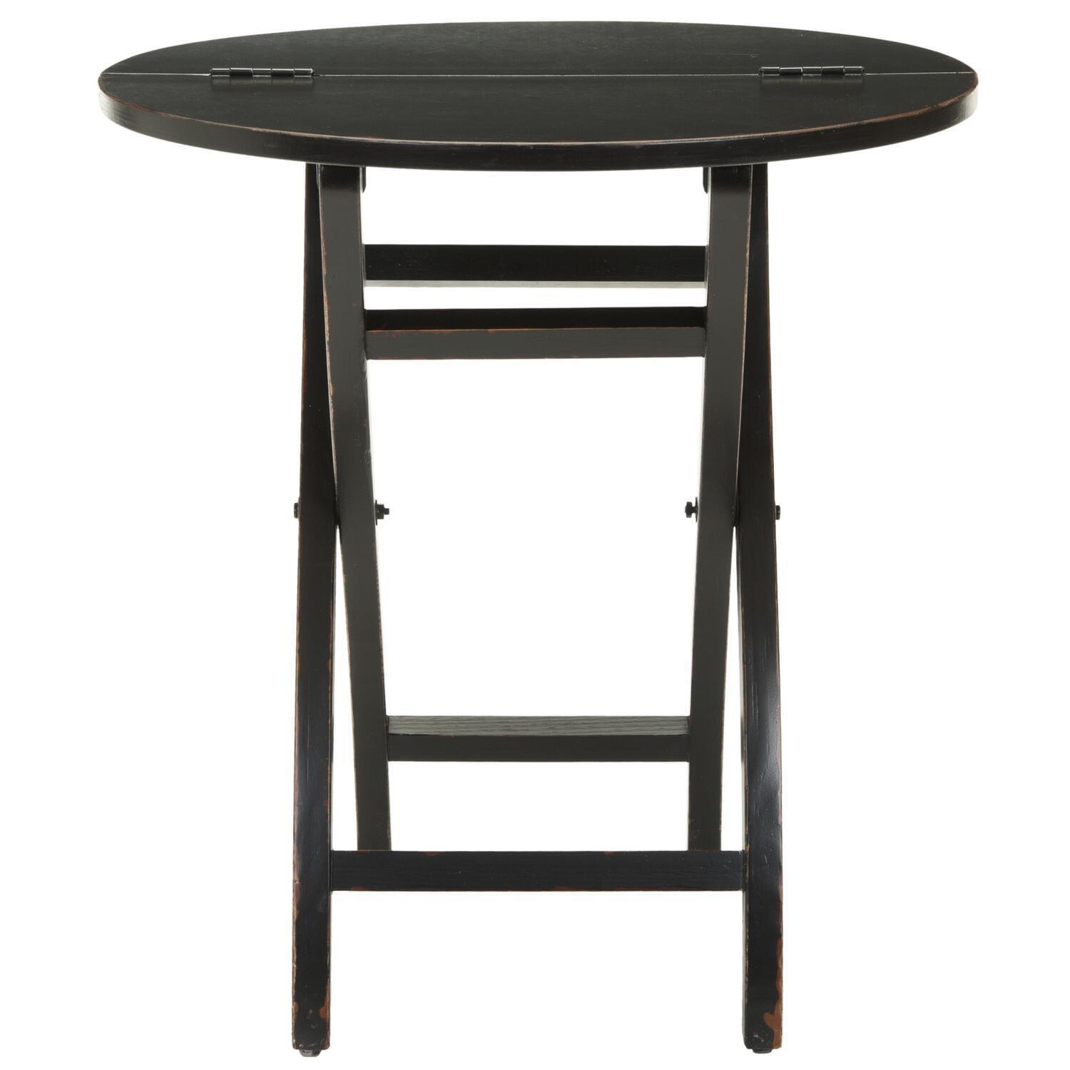 Ethan Black Pine Wood Folding Side Table