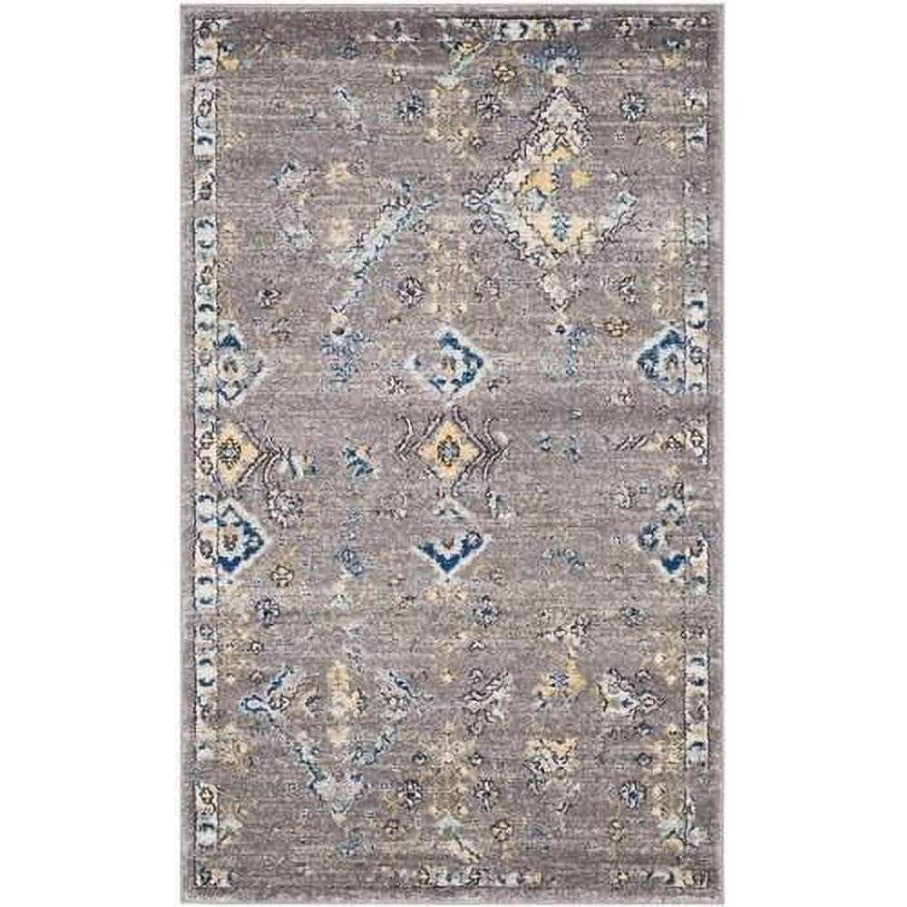 Evoke EVK224 Power Loomed Area Rug - Dark Grey/Yellow - 4'x6' - Safavieh.