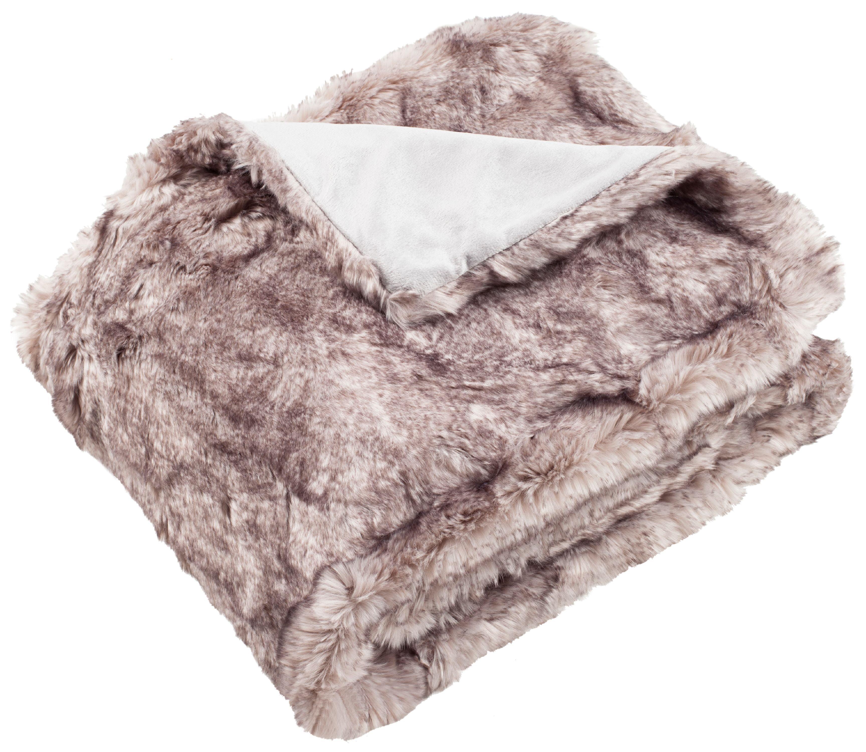 Gray Faux Fur Machine Washable Throw Blanket