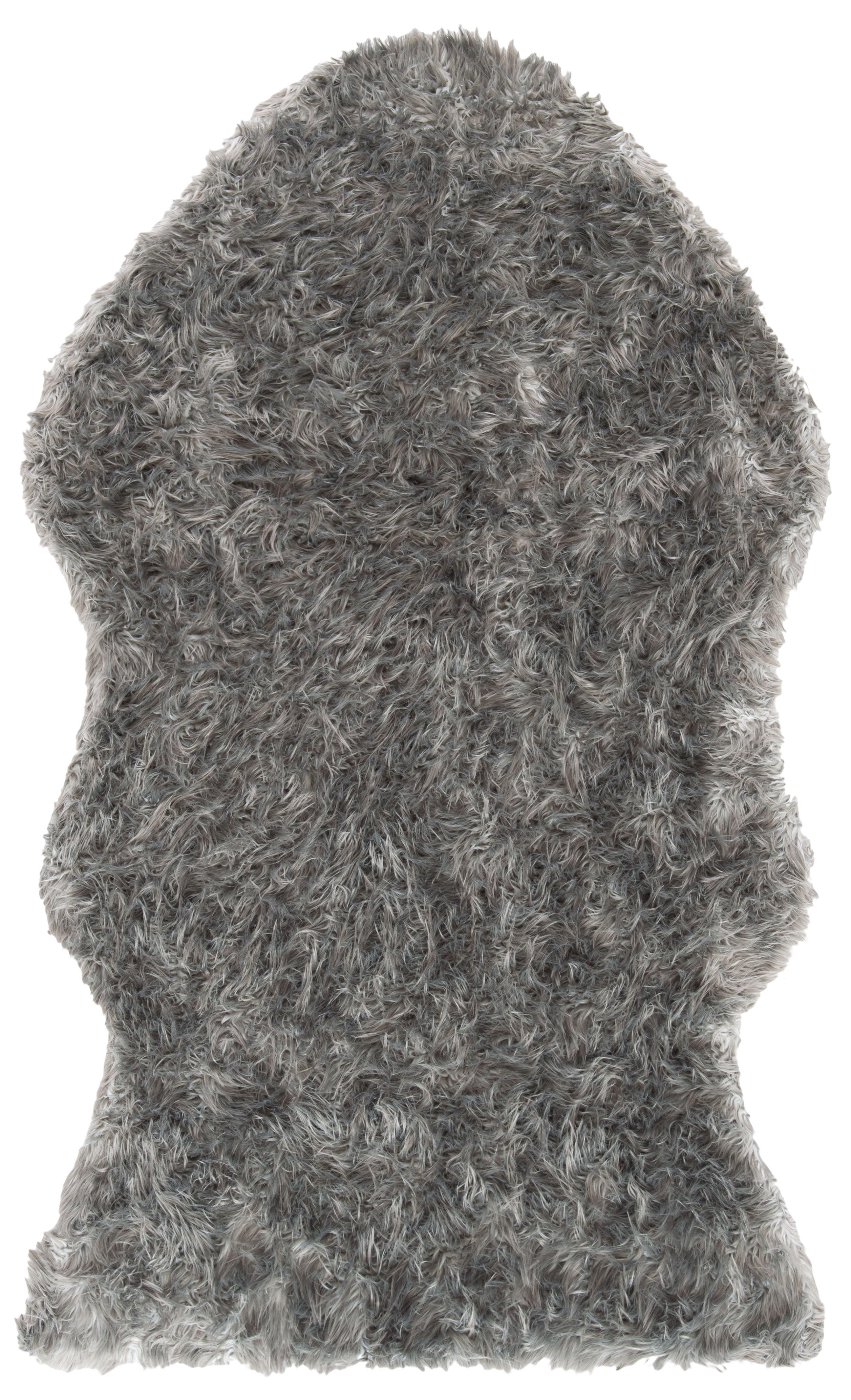 Faux Sheep Skin FSS118 Power Loomed Area Rug - Dark Grey - 3'x5' - Safavieh.