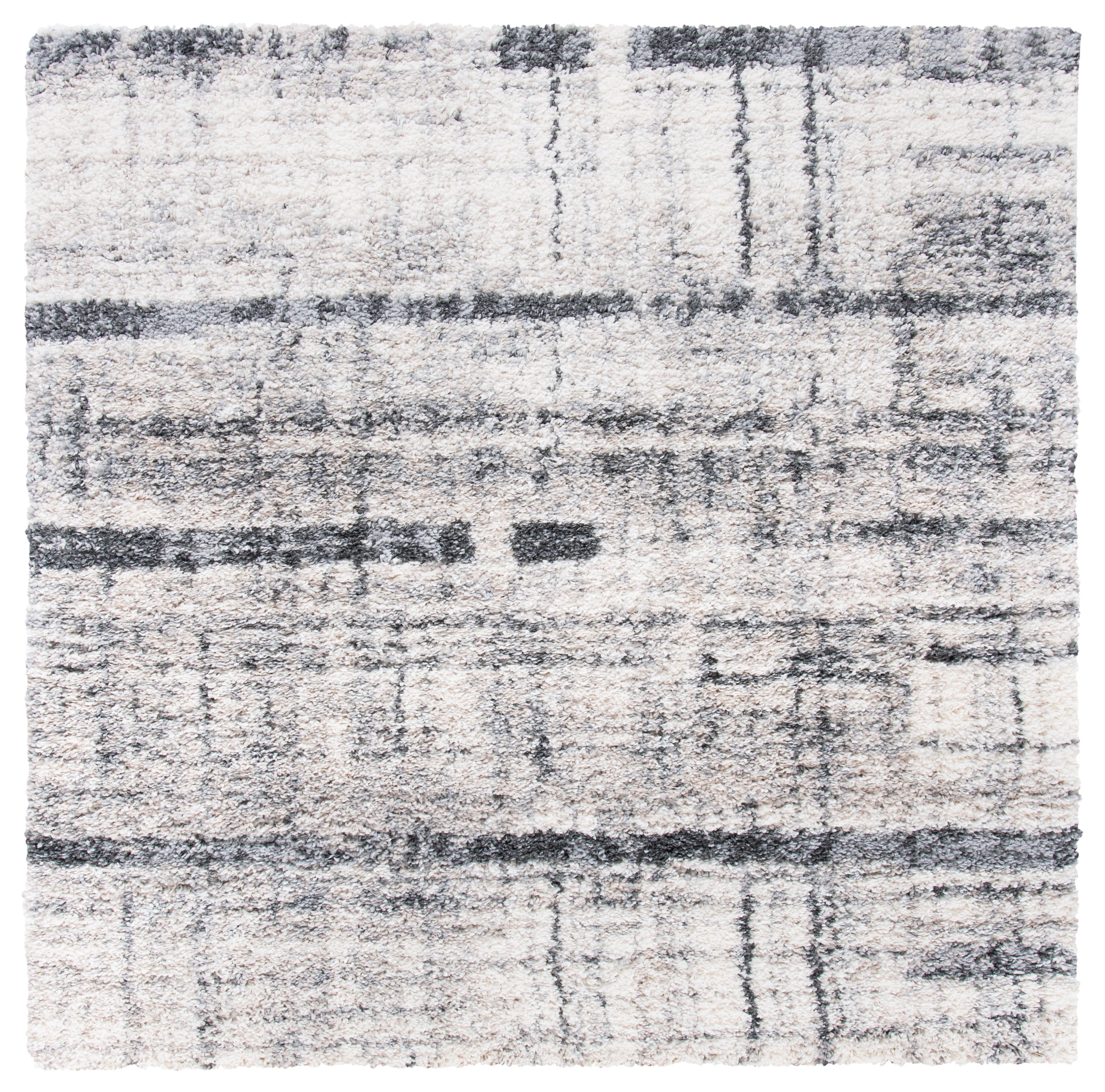 Fontana Shag FNT855 Power Loomed Area Rug - Ivory/Grey - 5'3"x5'3" - Safavieh.