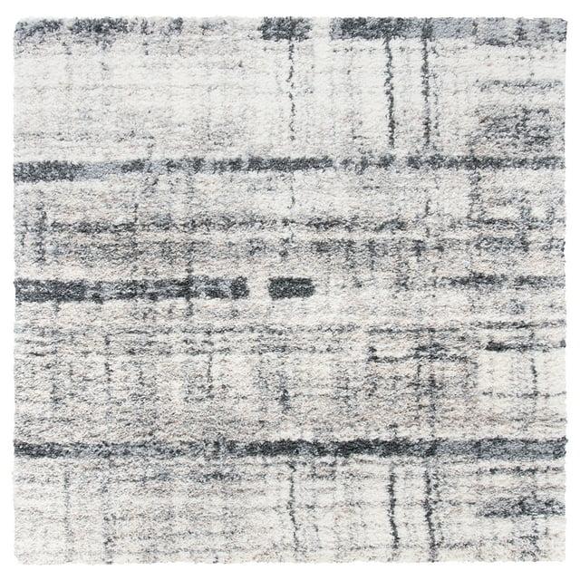 Fontana Shag FNT855 Power Loomed Area Rug - Ivory/Grey - 5'3"x5'3" - Safavieh.