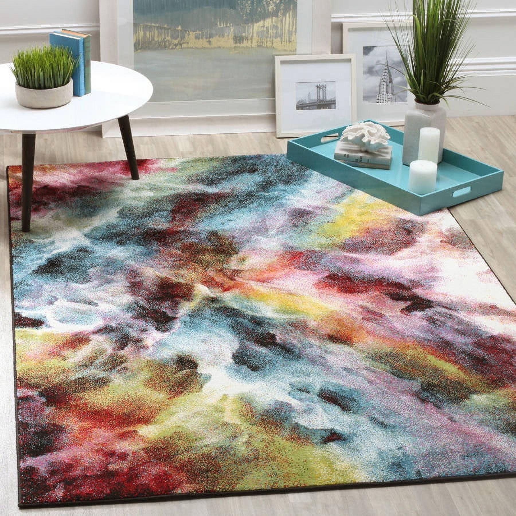 8' x 10' Multicolor Abstract Synthetic Area Rug