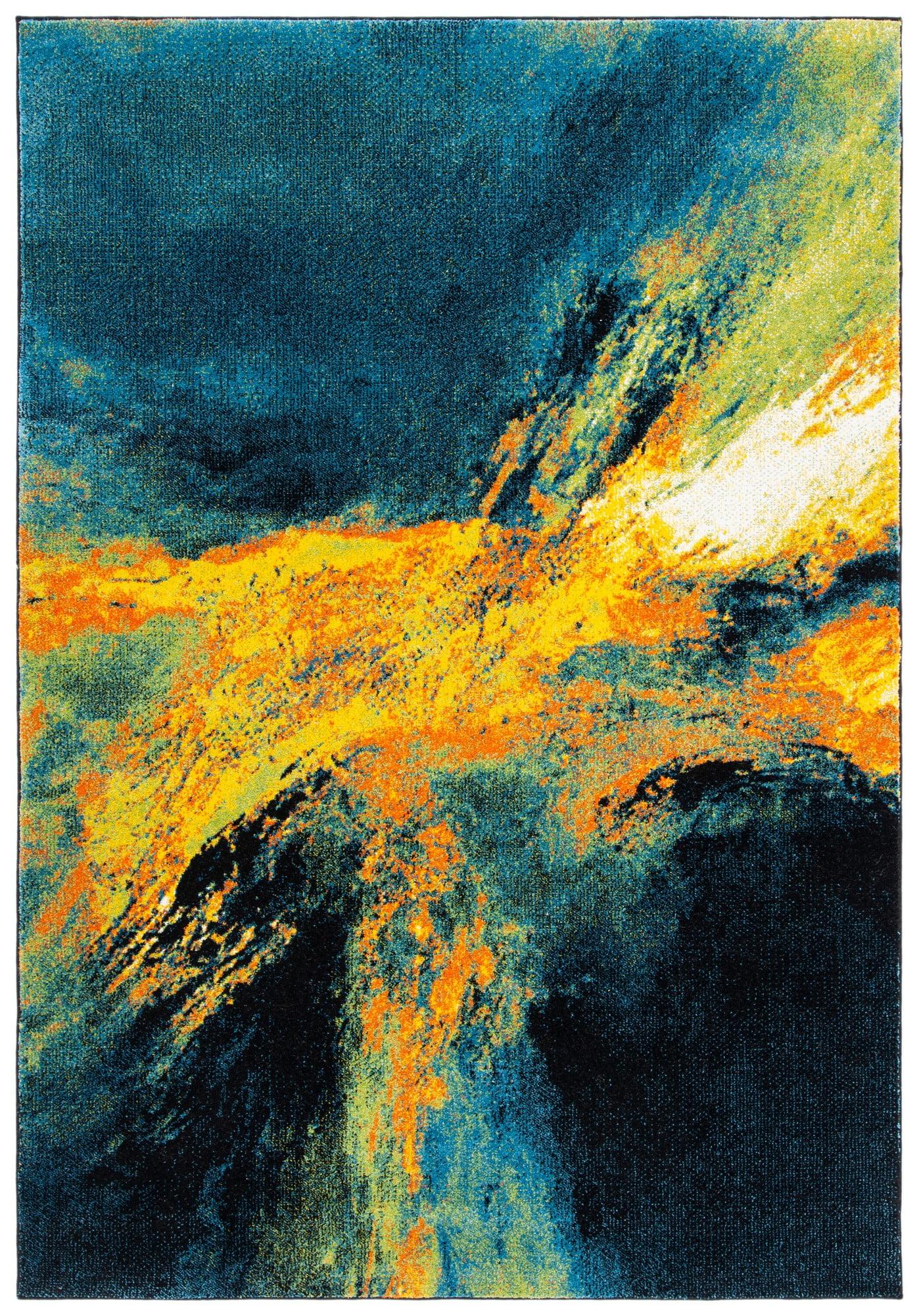 Galaxy GAL117 Power Loomed Indoor Area Rug - Blue/Yellow - 8'x10' - Safavieh