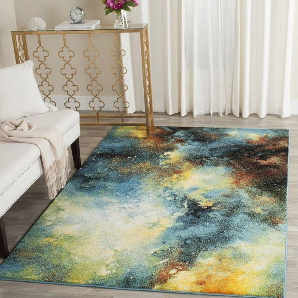 Galaxy Blue and Multicolor Abstract Power Loomed Area Rug