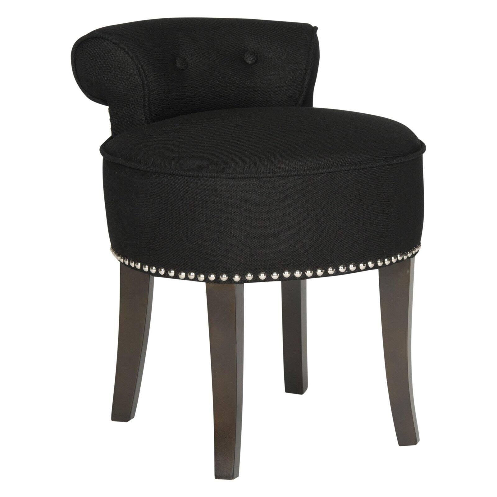 Safavieh Georgia Birch Wood Vanity Stool in Black