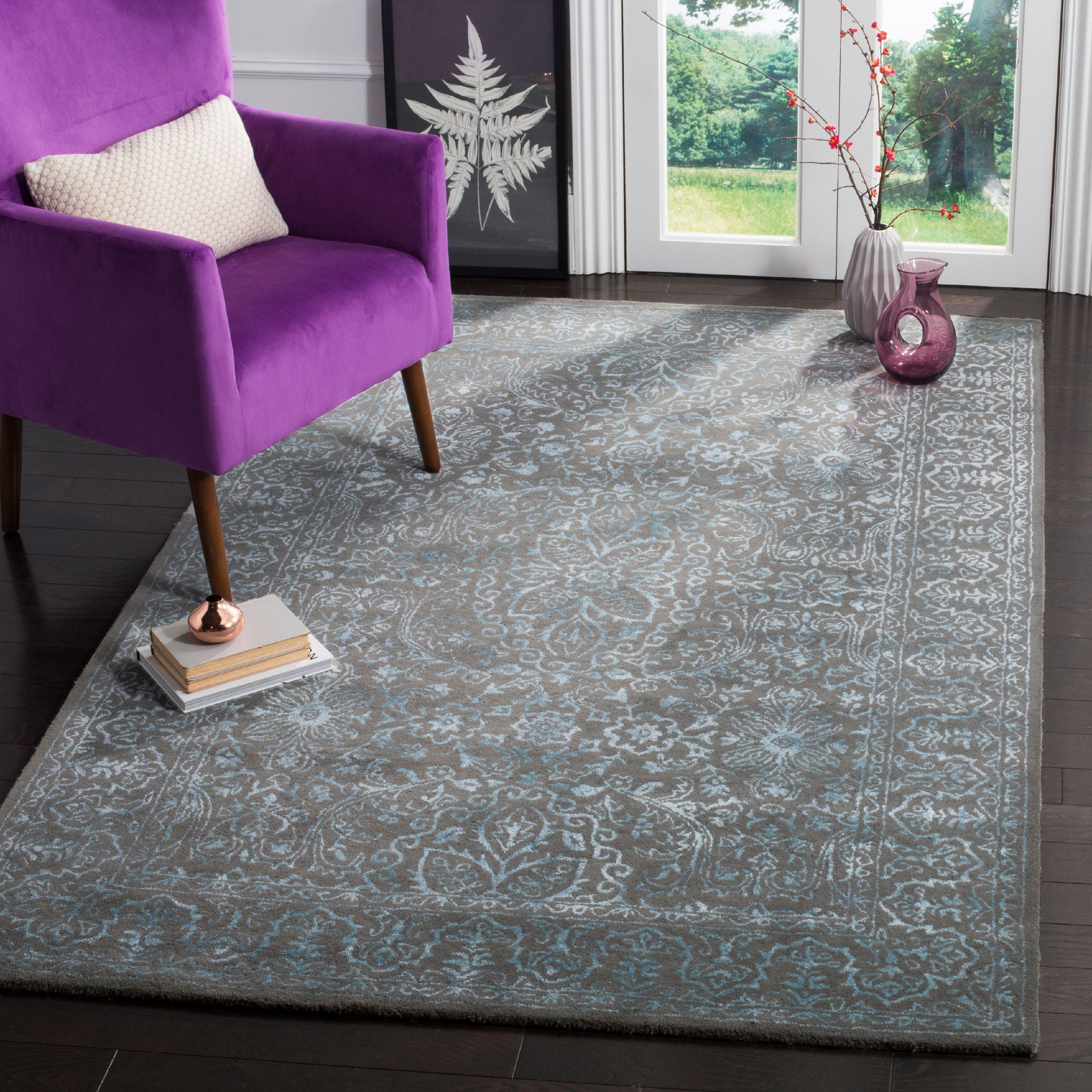 Glamour GLM516 Hand Tufted Area Rug - Blue/Dark Grey - 5'x8' - Safavieh.