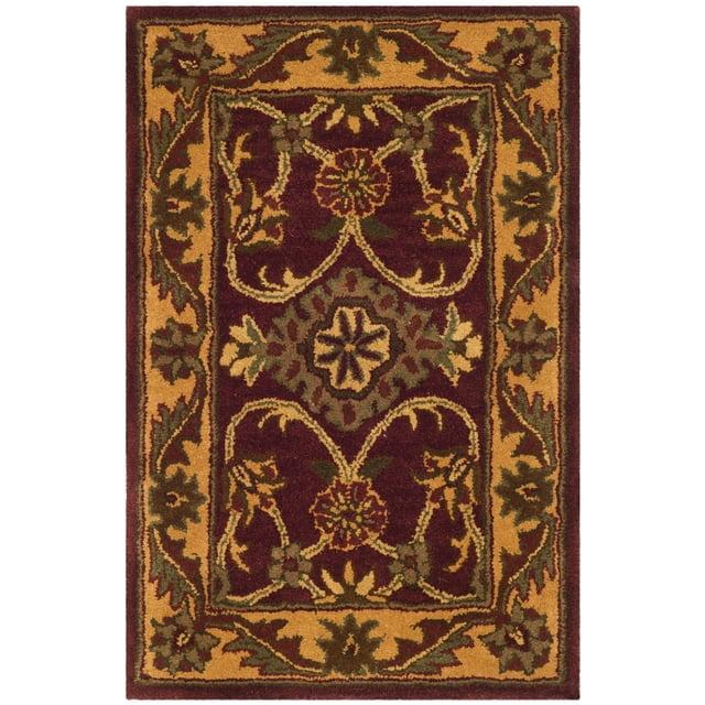 Golden Jaipur GJ250 Hand Tufted Accent Rug - Burgundy/Gold - 2'x3' - Safavieh.