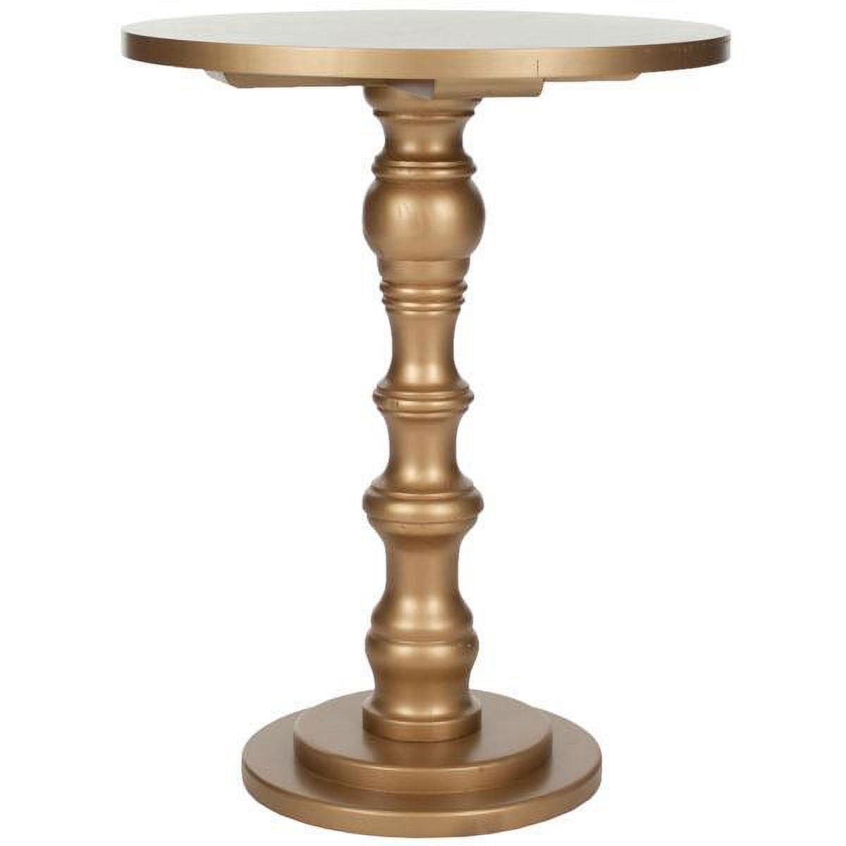 Greta Gold Round Wood Accent Table with Fluted Base