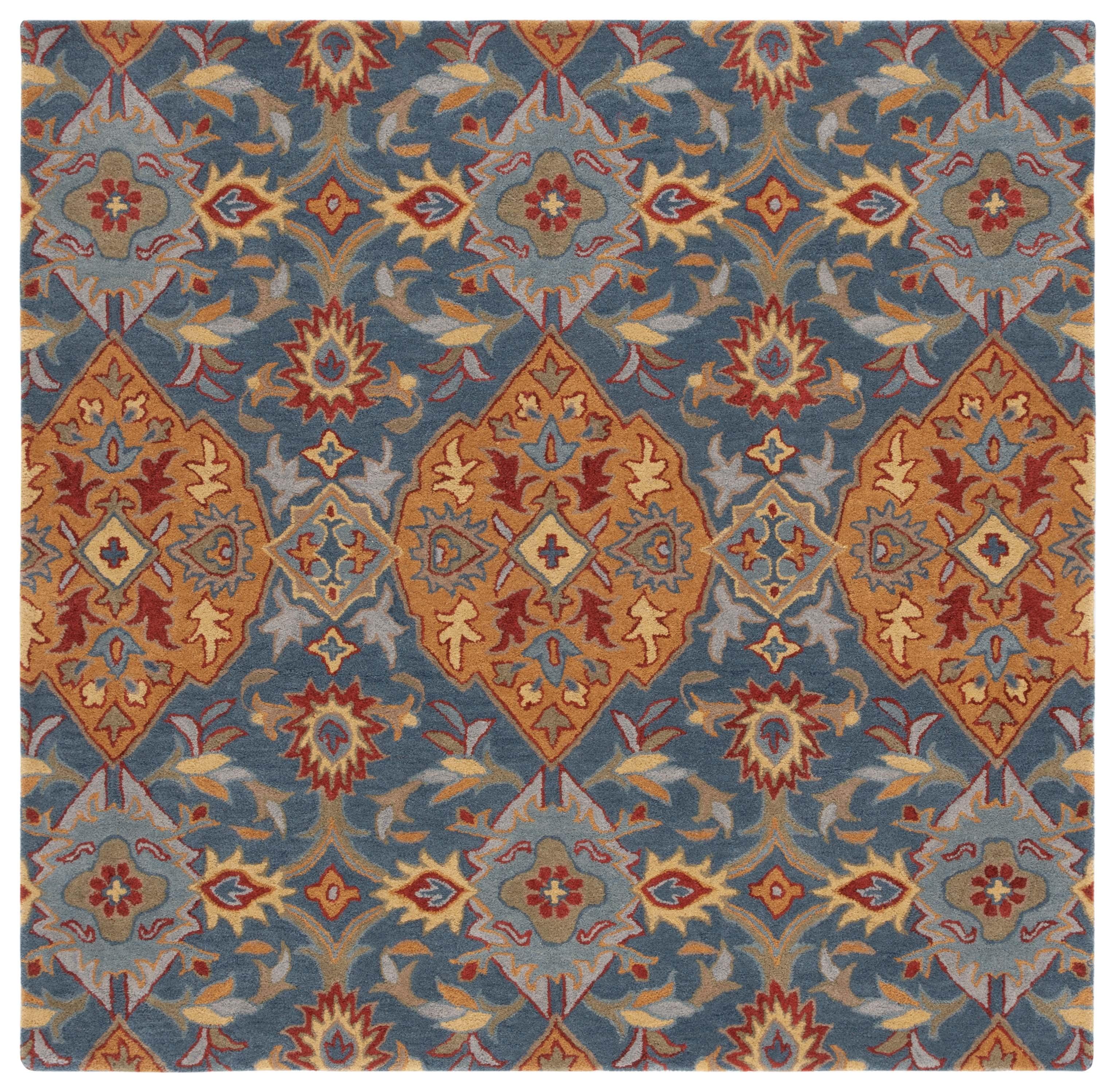 SAFAVIEH Heritage Reanna Oriental Wool Area Rug, Navy/Gold, 6' x 6' Square