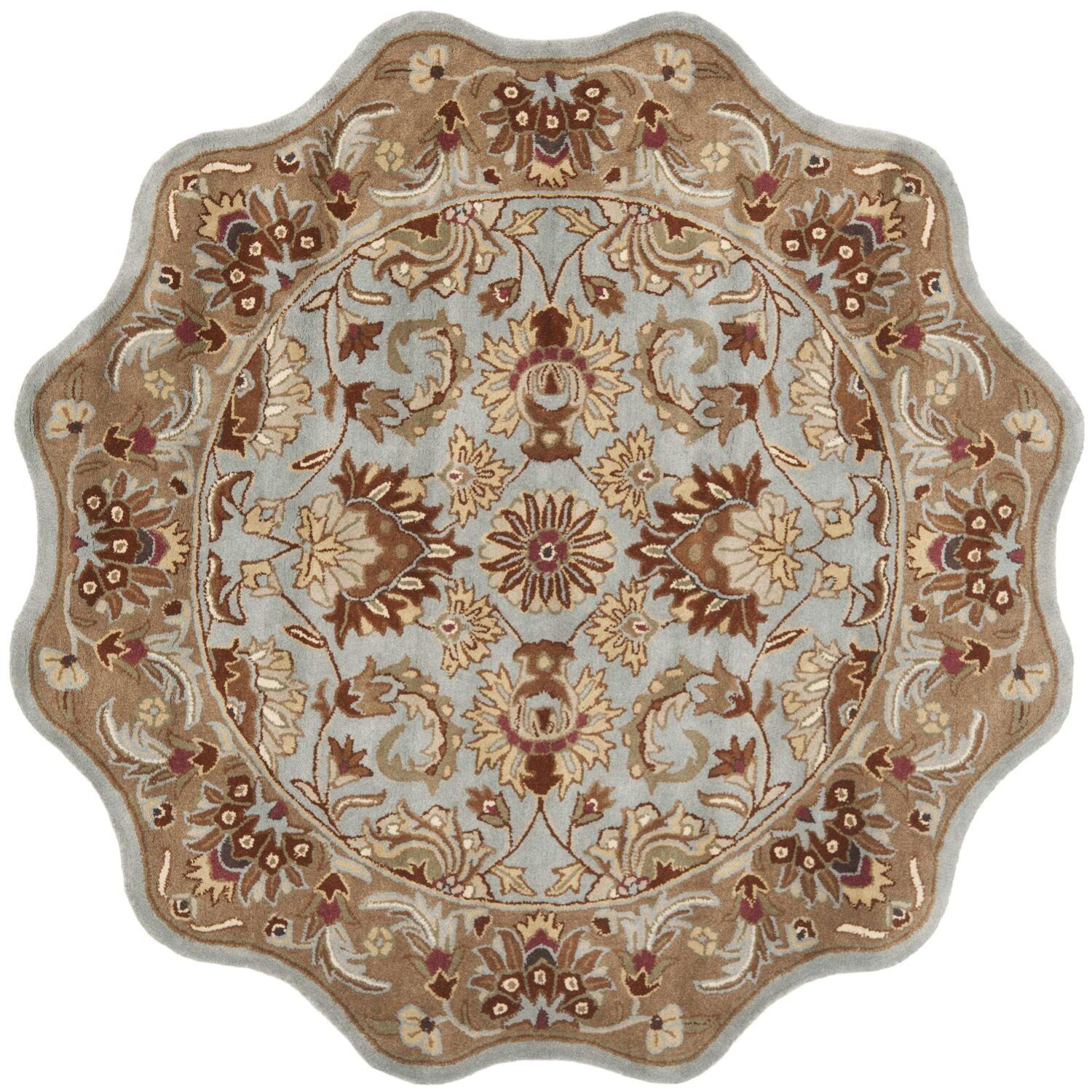 Heritage HG822 Hand Tufted Area Rug - Blue/Beige - 6' Round - Safavieh.