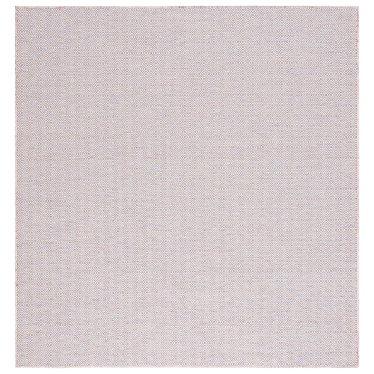 Hampton Light Pink Multi Square Indoor Outdoor Rug