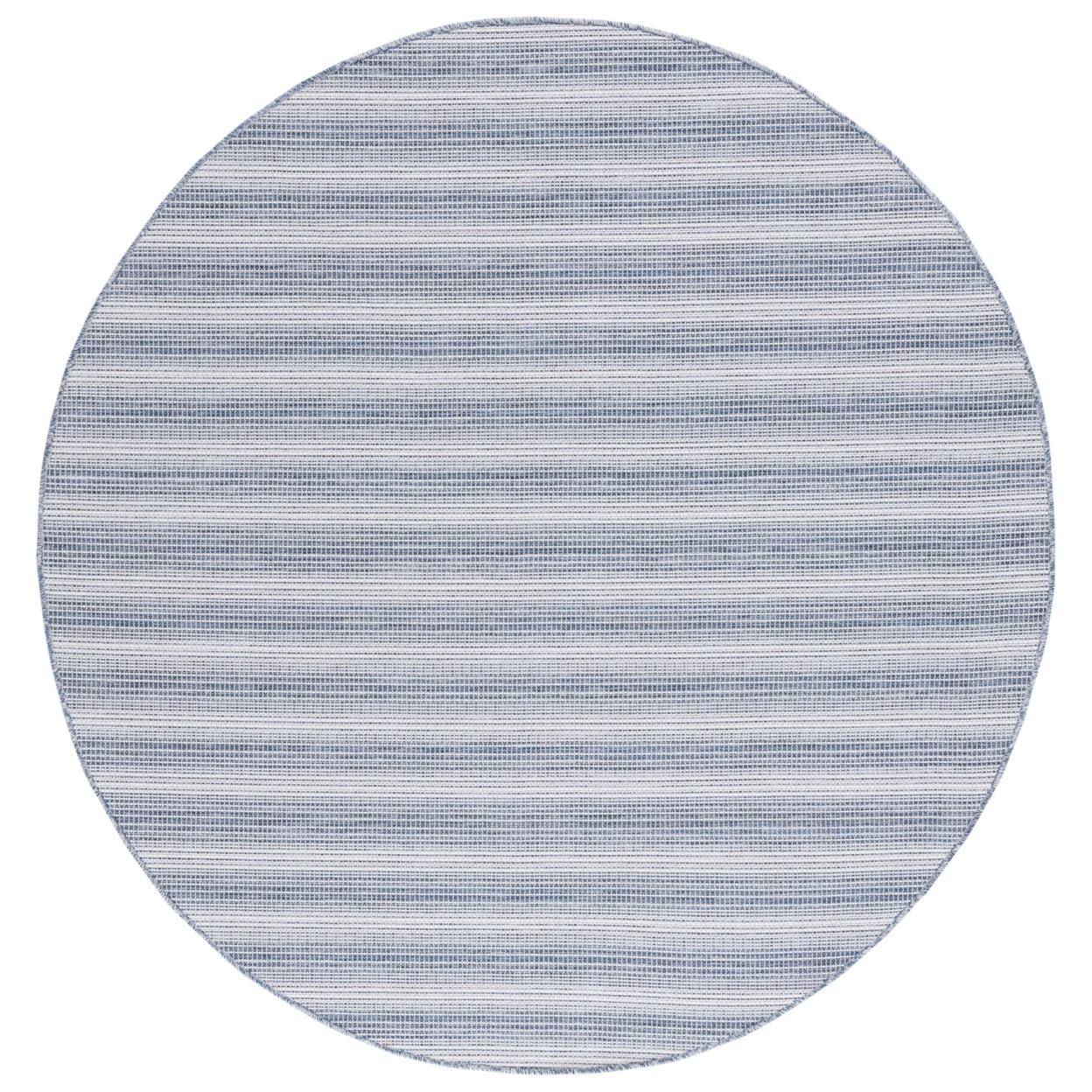 Hampton Blue Round Striped Wool and Synthetic Rug