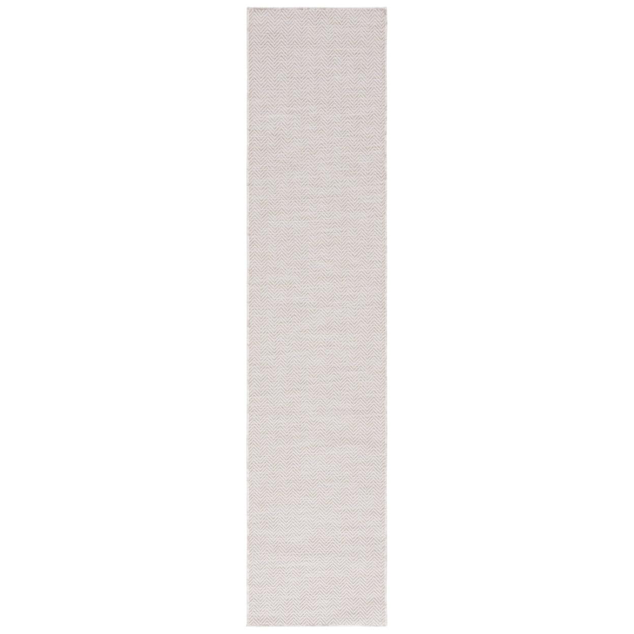 Beige and Ivory Hand-knotted Wool Runner Rug