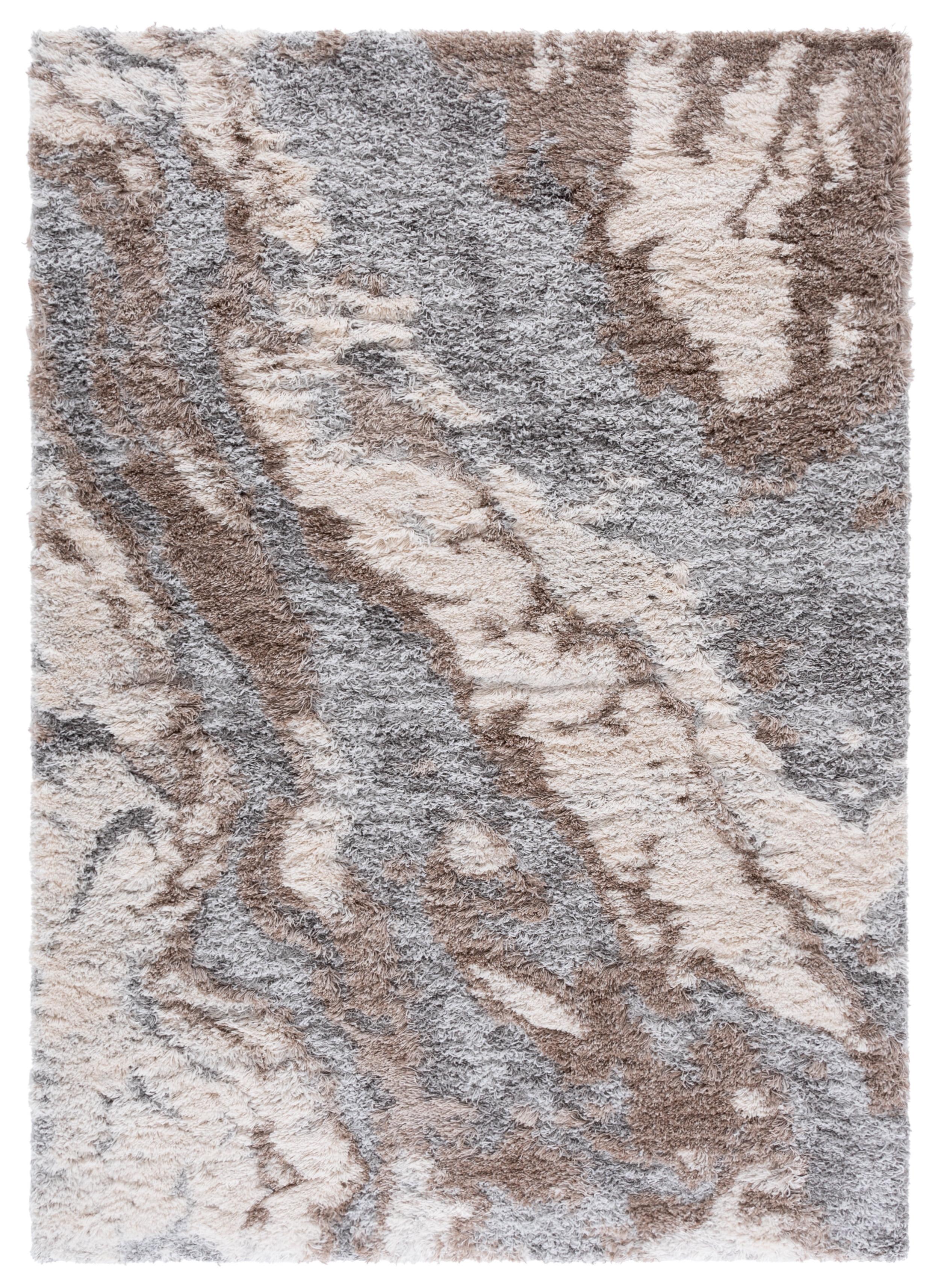 Horizon Shag 800 HZN890 Machine Made Area Rug - 5'3"x7'7" - Taupe/Blue - Safavieh