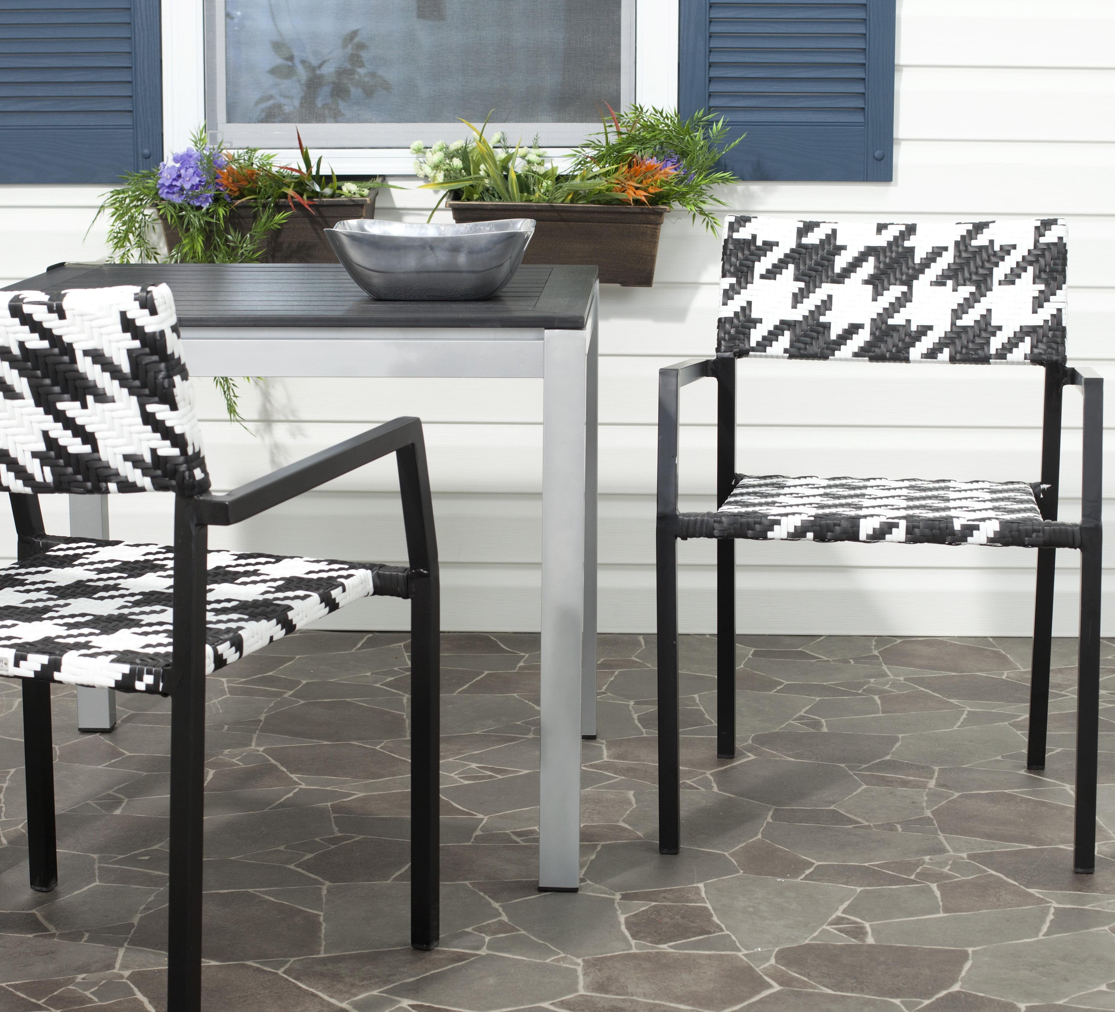 Halden Stackable Arm Chair (Set Of 2) - White/Black - Safavieh.