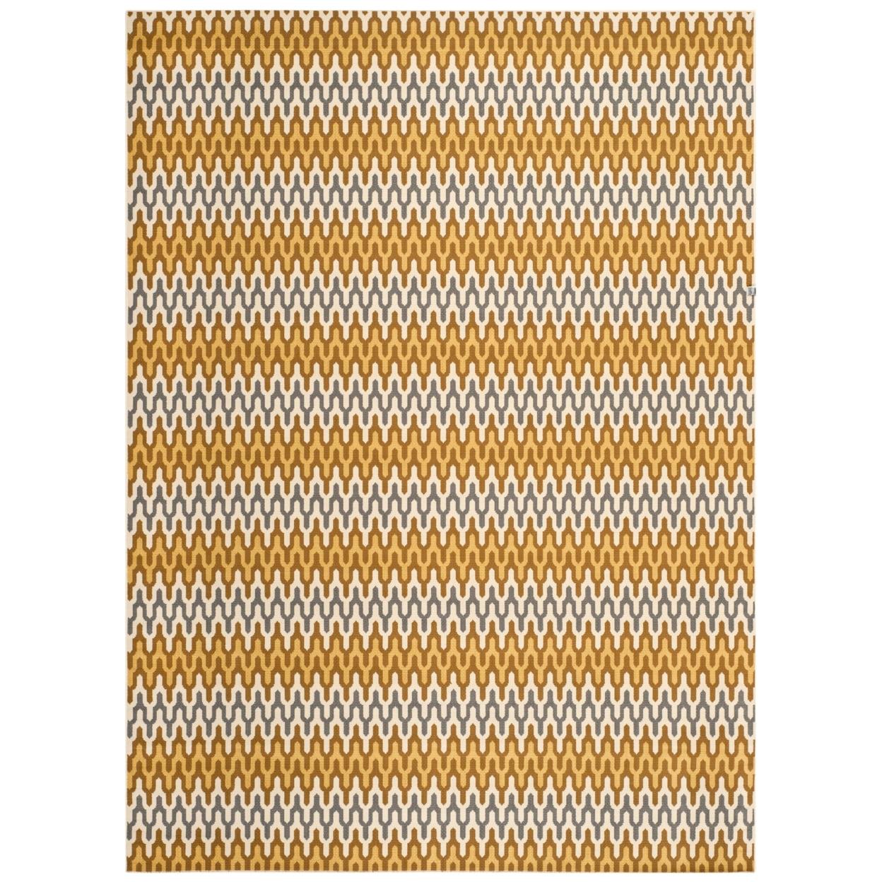 Camel and Brown Geometric Outdoor Area Rug