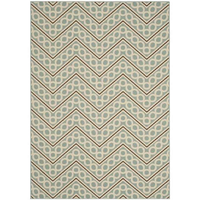 Hampton HAM513 Power Loomed Indoor/Outdoor Area Rug - Light Blue/Ivory - 5'1"x7'7" - Safavieh.