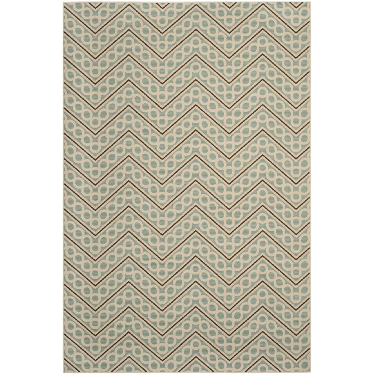 Coastal Breeze Light Blue and Ivory 6'7" x 9'6" Synthetic Area Rug