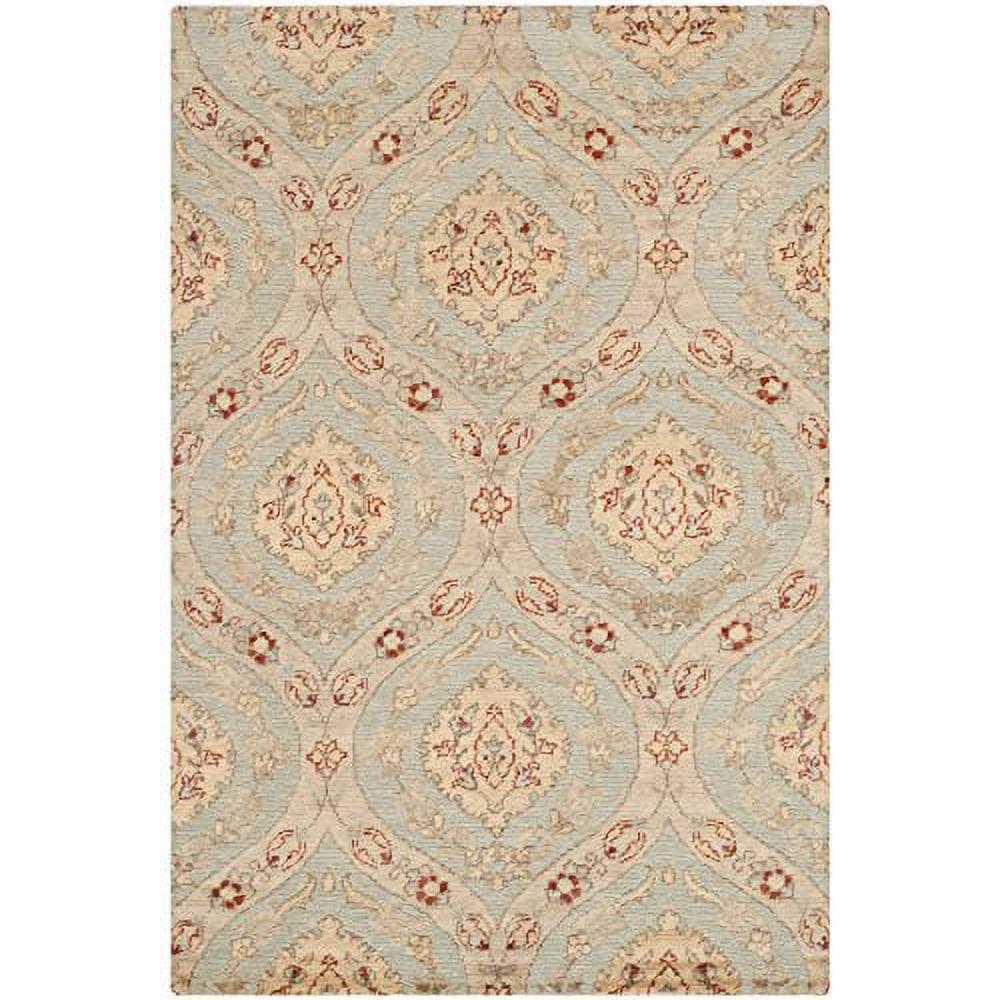 Hand-Knotted Woolen Charm Rectangular Rug, 4' x 6', Earth Tones