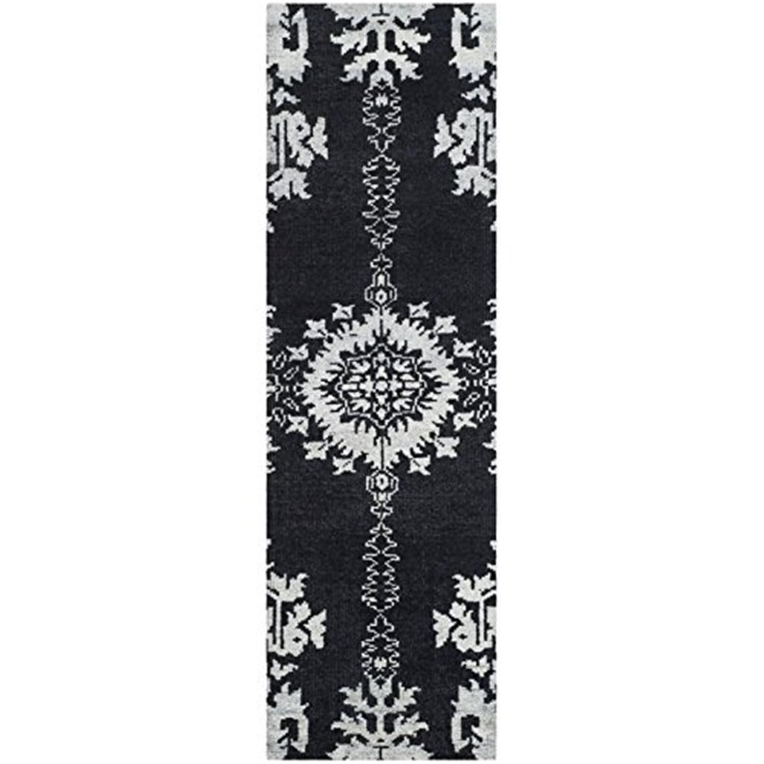 Charcoal Gray Hand-Knotted Wool Area Rug 9' x 12'