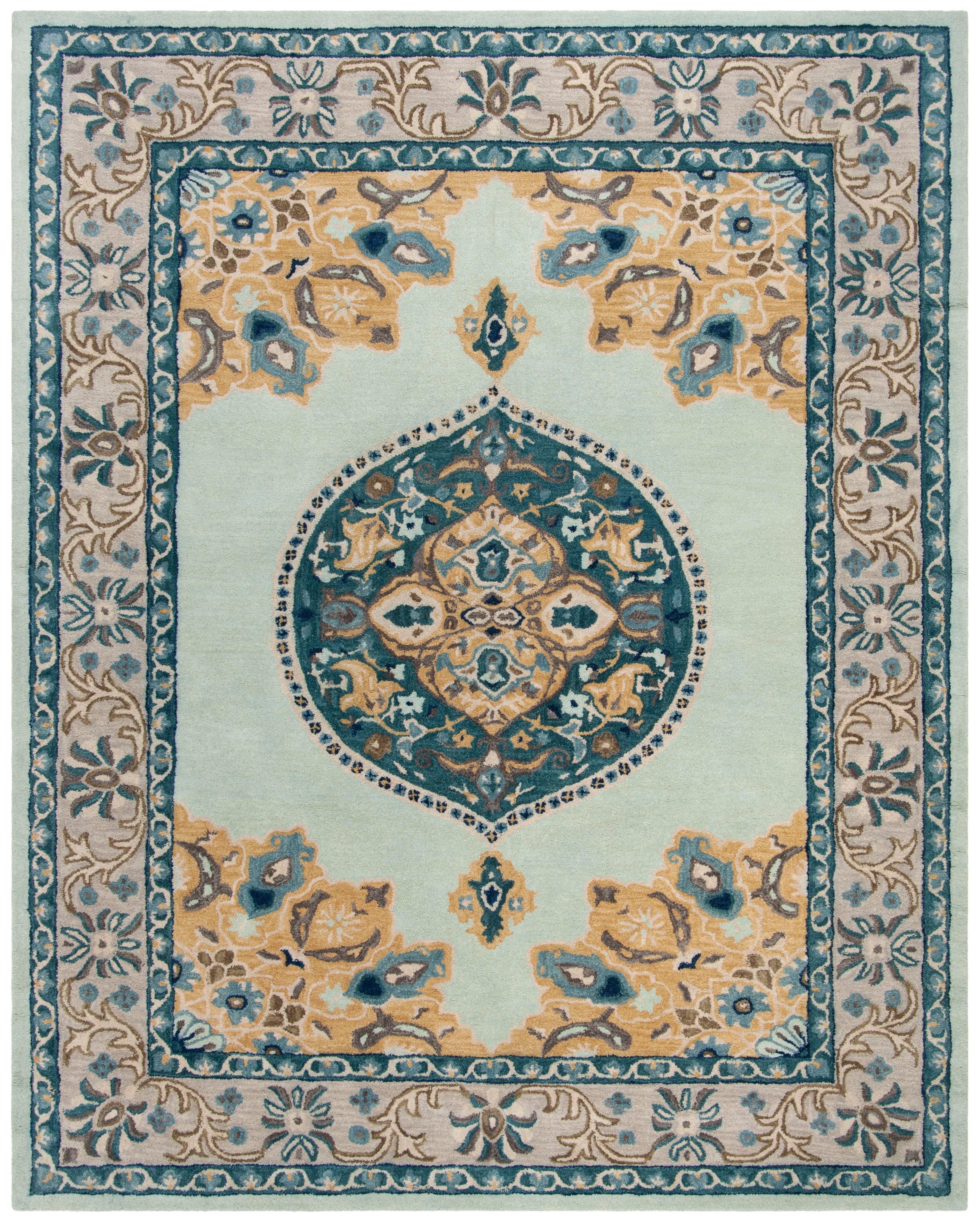 Antiquity AT66 Hand Tufted Indoor Area Rug - Turquoise/Silver - 8'x10' - Safavieh