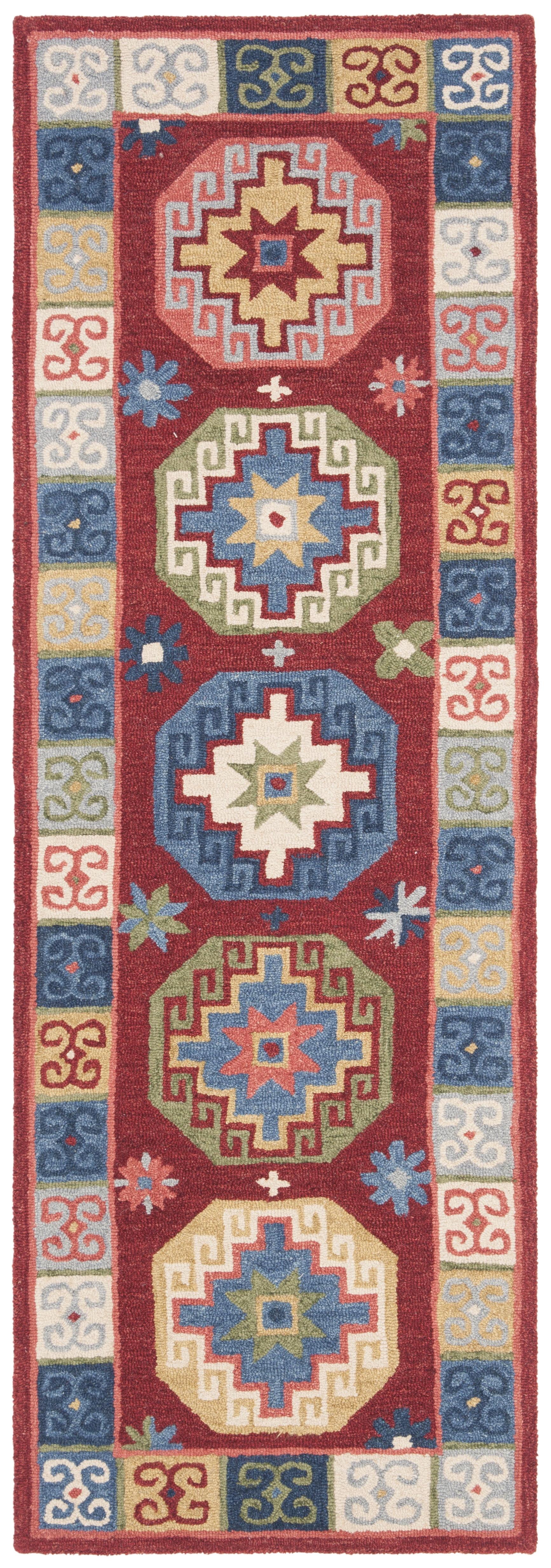 Aspen APN802 Hand Tufted Indoor Accent Rug - Red/Blue - 2'3"x5' - Safavieh