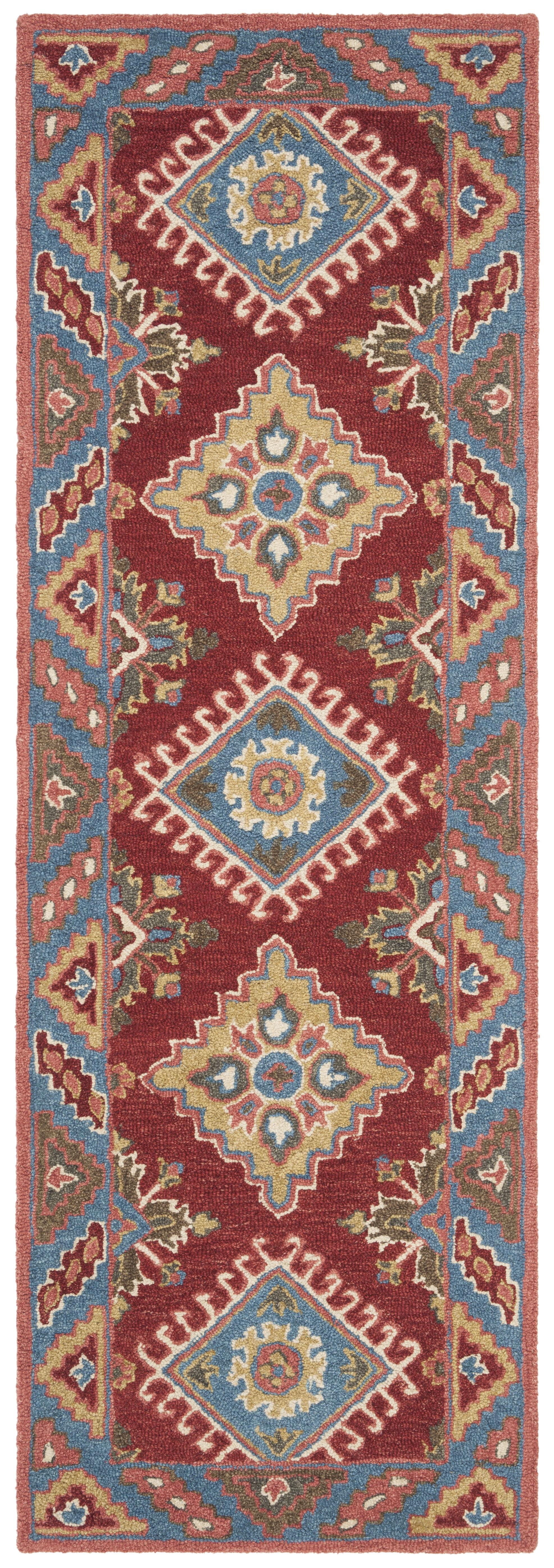 Aspen APN803 Hand Tufted Runner Rug - Red/Blue - 2'3"x9' - Safavieh.