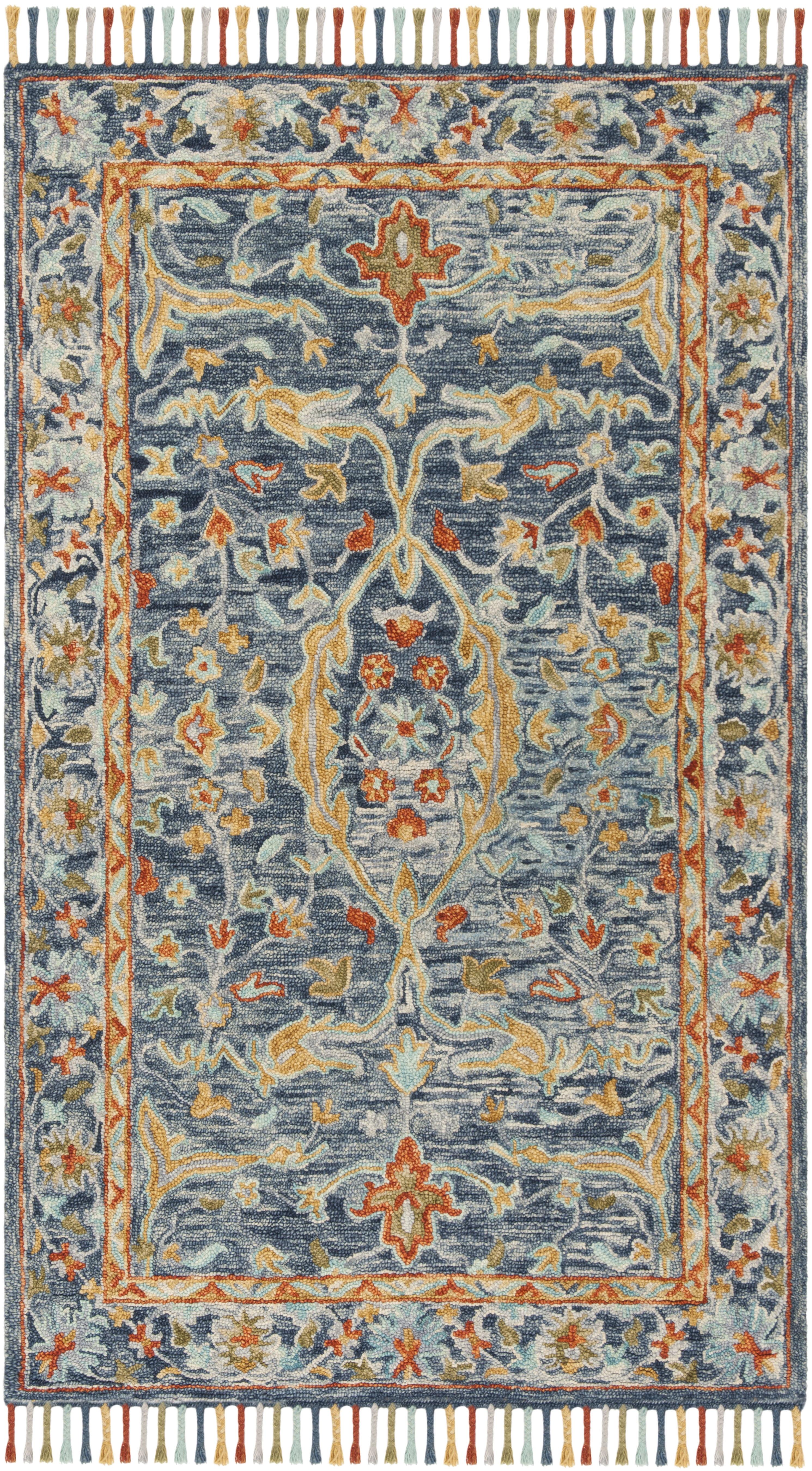 Aspen APN116 Hand Tufted Area Rug - Blue/Rust - 3' X 5' - Safavieh.