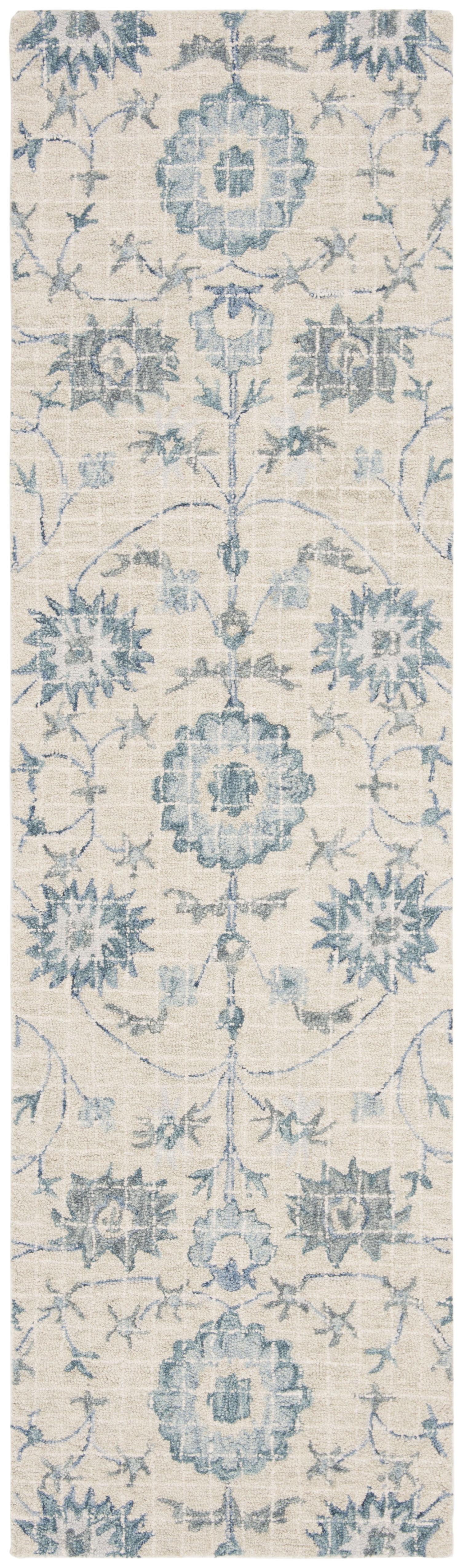 Blossom BLM812 Hand Tufted Runner Rug - Silver/Blue - 2'3"x8' - Safavieh.