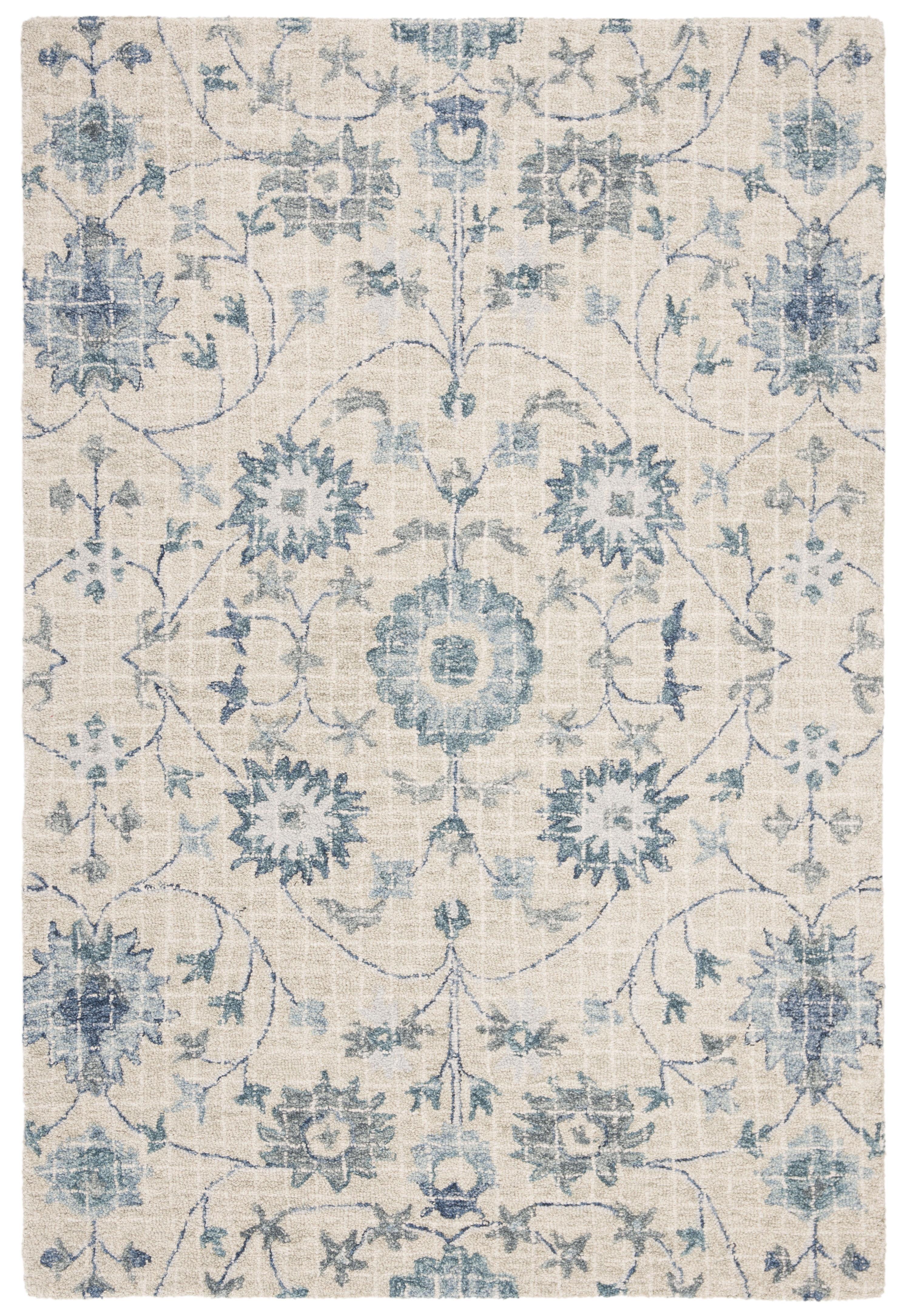 Blossom BLM812 Hand Tufted Area Rug - Silver/Blue - 4'x6' - Safavieh.