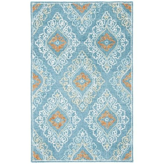 Blossom BLM606 Hand Tufted Area Rug - Blue/Yellow - 4'x6' - Safavieh.