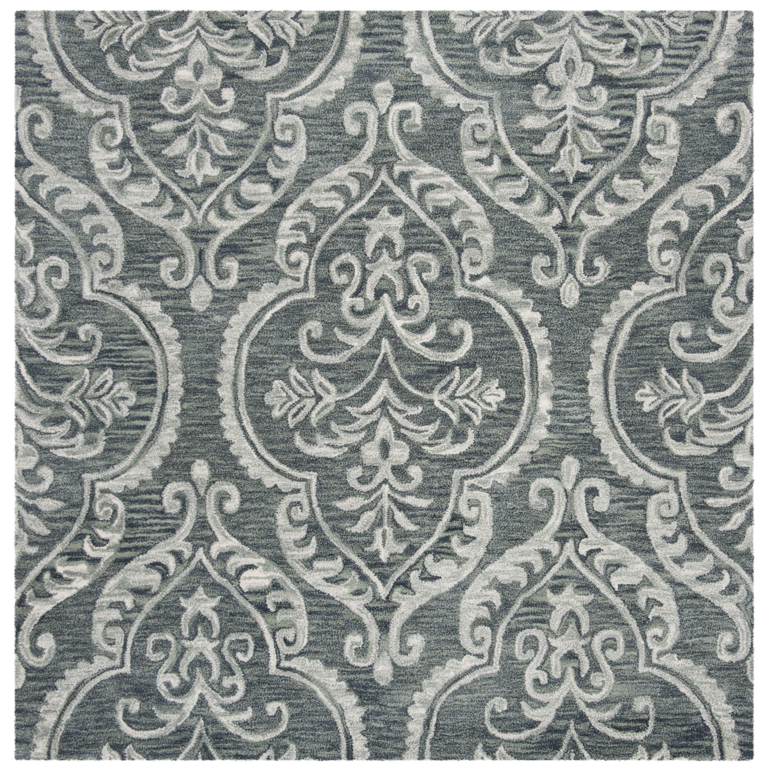 Safavieh  Handmade Blossom Texas Modern Floral Wool Rug 6'  x  6' 6' Square Indoor,Handmade Square