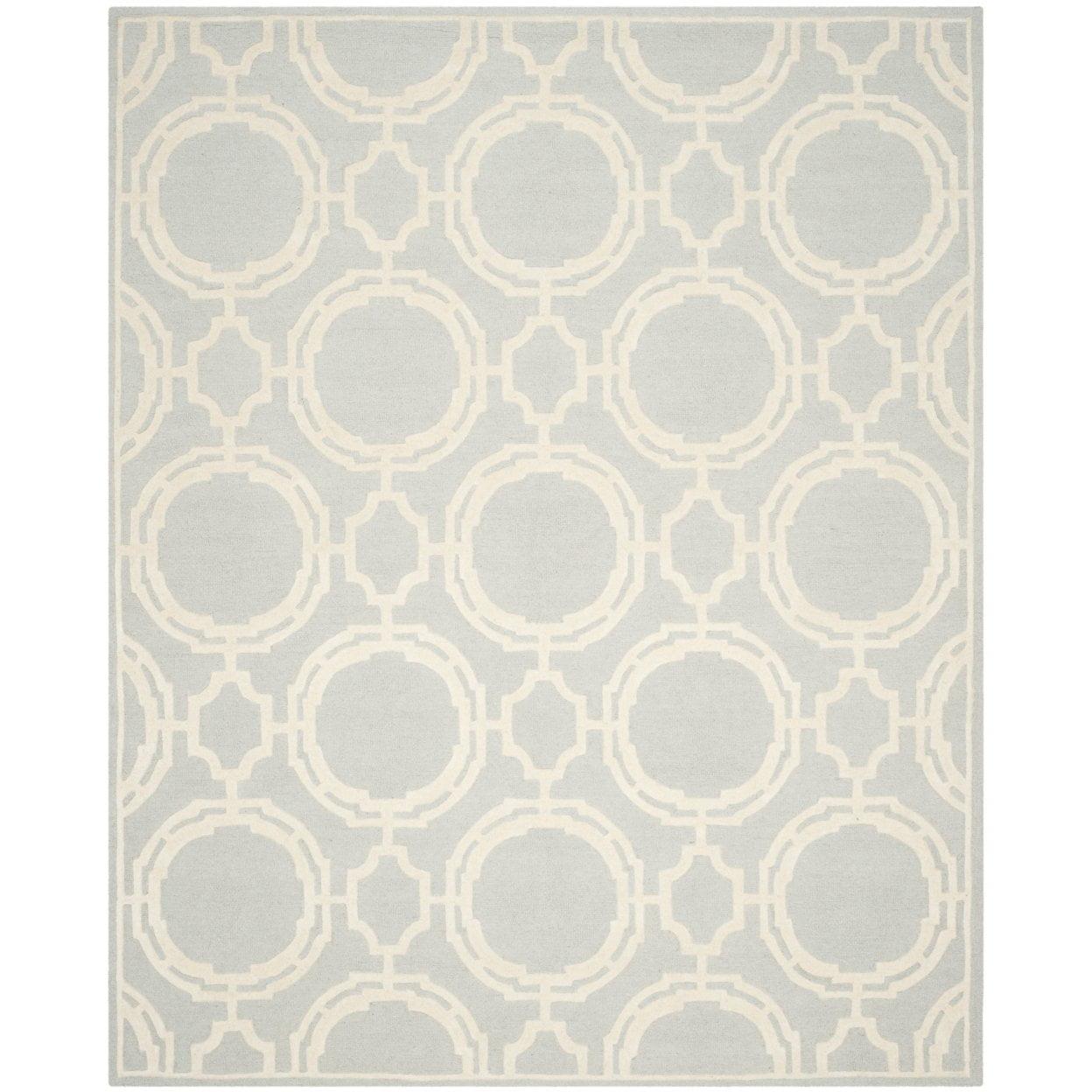 Safavieh  Handmade Cambridge Artelia Modern Wool Rug Grey/Ivory 4'  x  6' 4' x 6' Indoor,Handmade Living Room,Bedroom Rectangle
