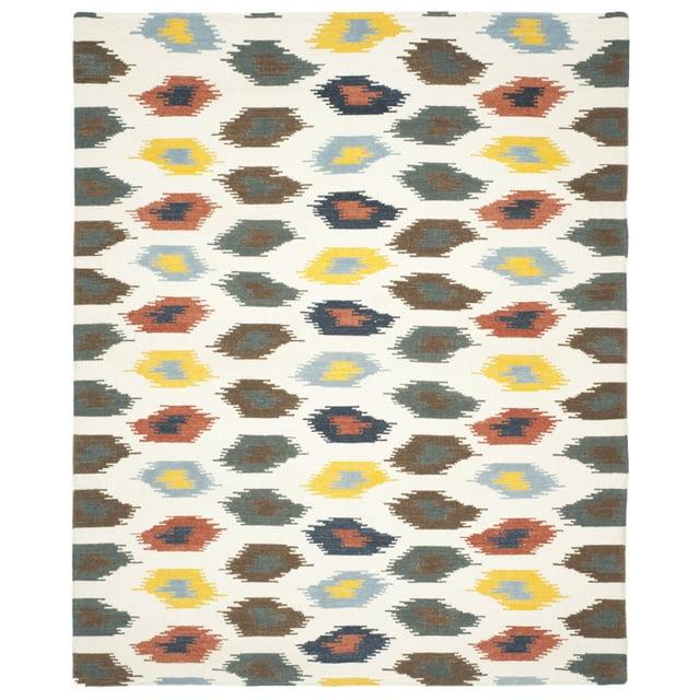 Dhurries DHU648 Hand Woven Area Rug - Ivory/Multi - 3'x5' - Safavieh.