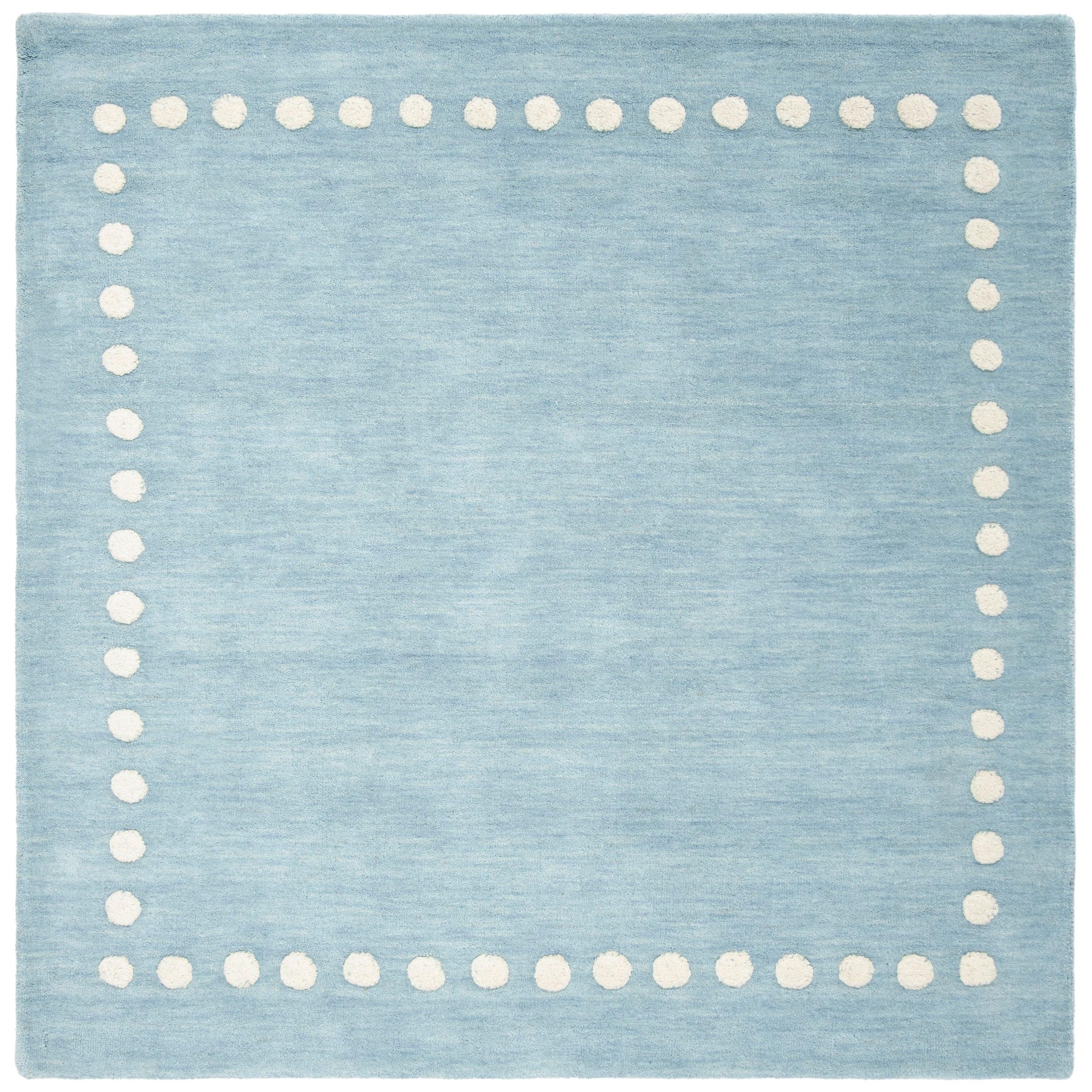 Safavieh Kids SFK802 Hand Loomed Indoor Area Rug - Blue/Ivory - 5'x5' - Safavieh
