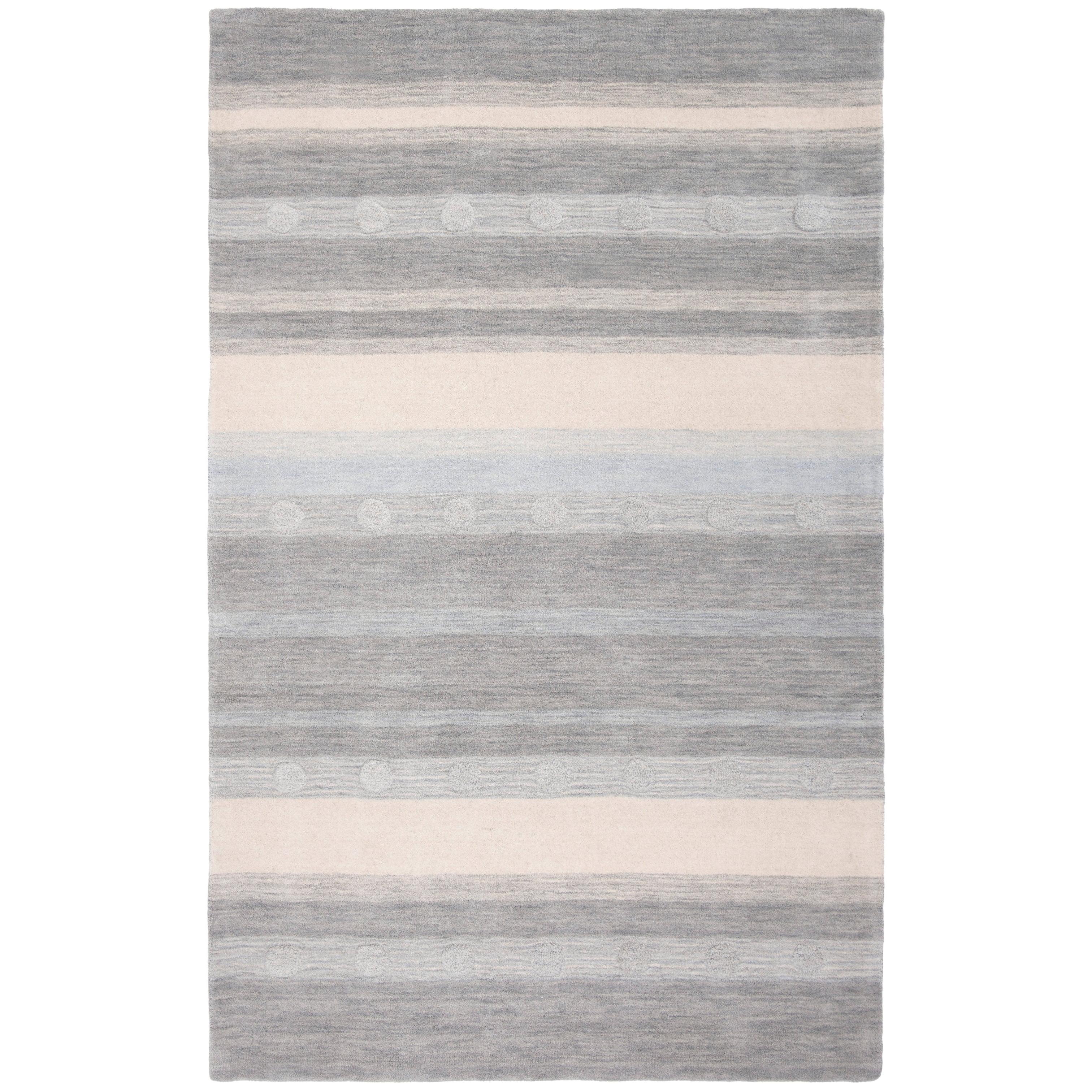 Safavieh  Handmade Kids Sandugash Wool Rug Grey/Ivory 6' x 9' Geometric Handmade 6' x 9' Indoor Living Room, Bedroom, Dining Room Ivory