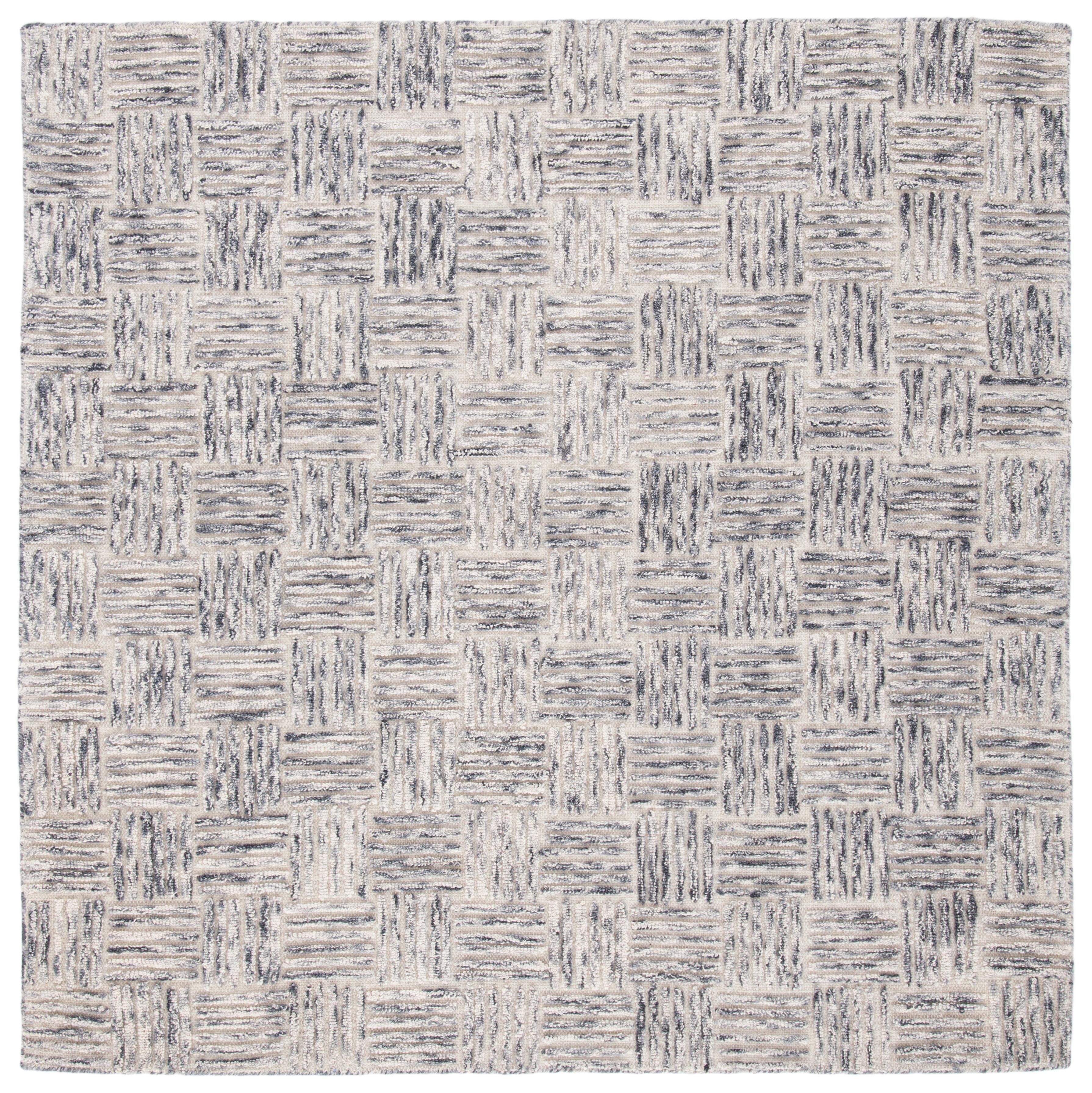 SAFAVIEH Micro-Loop Edythe Geometric Area Rug, Grey, 5' x 5' Square