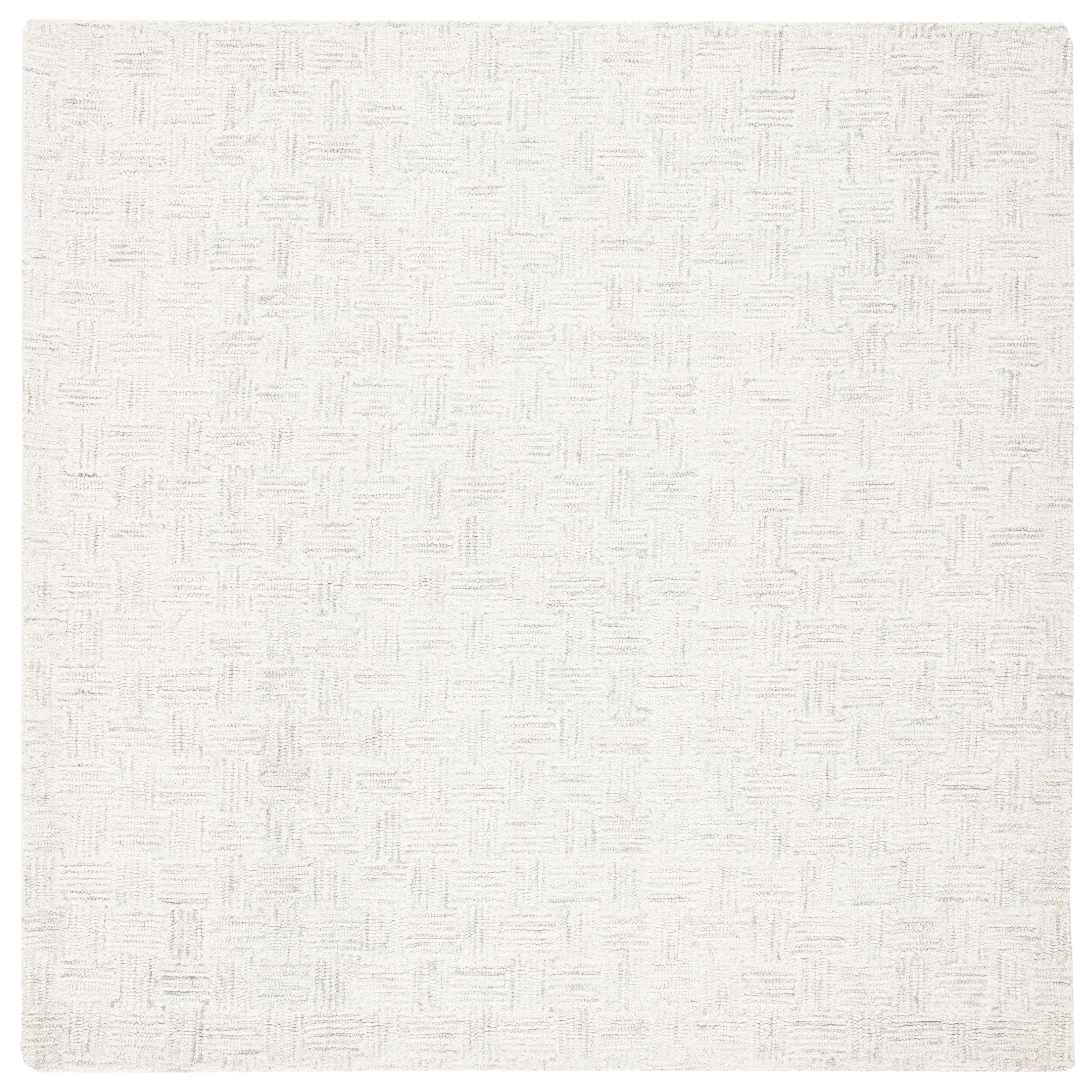 SAFAVIEH Micro-Loop Charlotte Solid Area Rug, Light Grey/Ivory, 3' x 3' Square