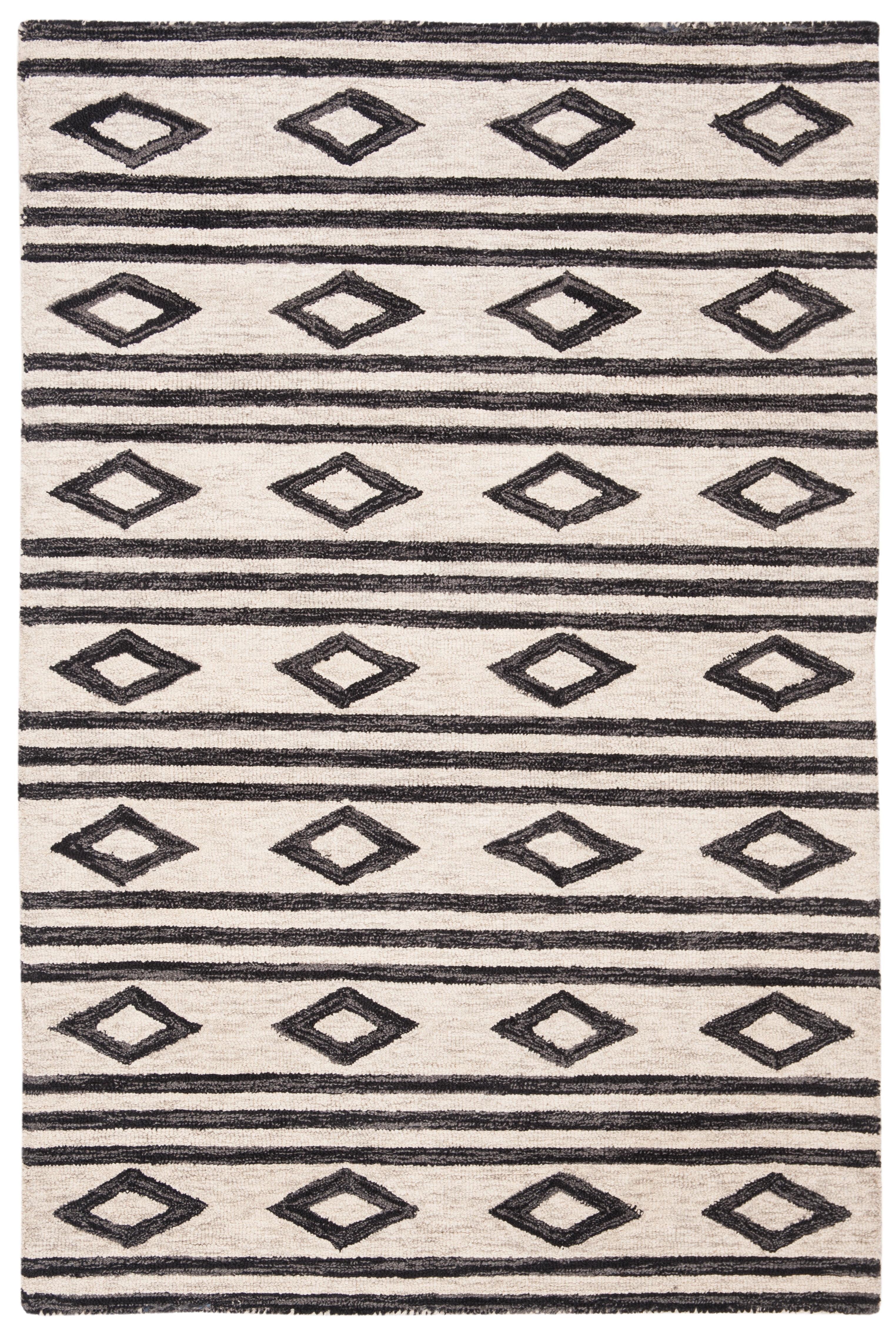 Micro-Loop MLP153 Hand Tufted Accent Rug - Ivory/Charcoal - 2'6"x4' - Safavieh.