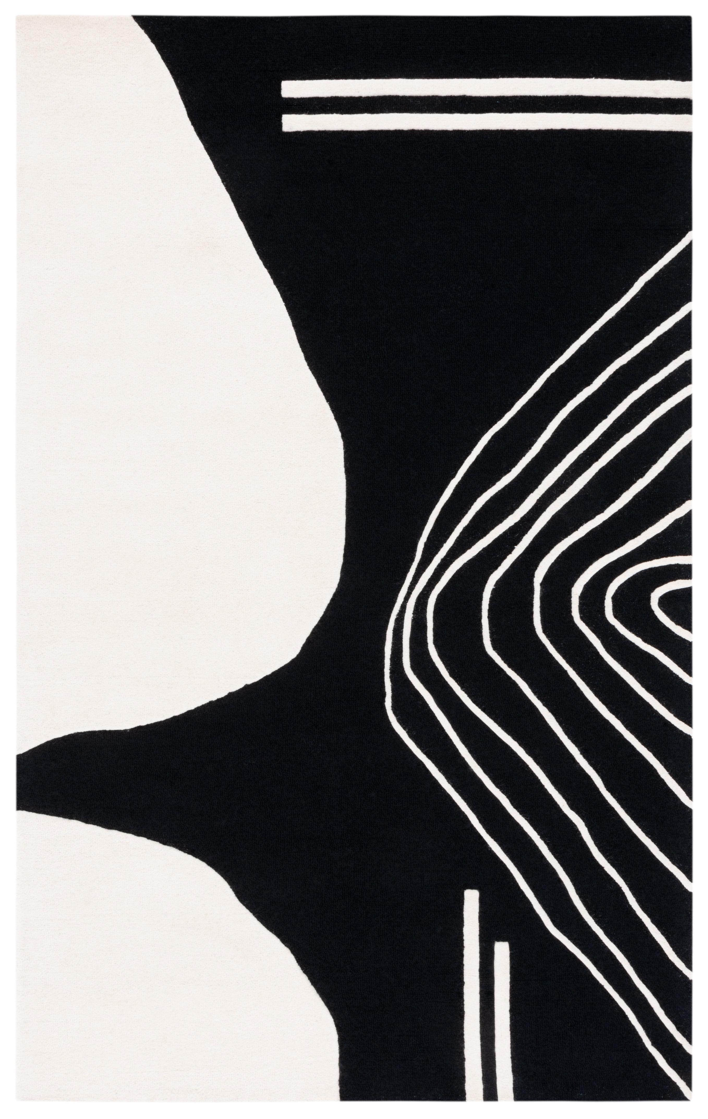 SAFAVIEH Rodeo Drive Dusan Abstract Area Rug, Black/Ivory, 3' x 5'