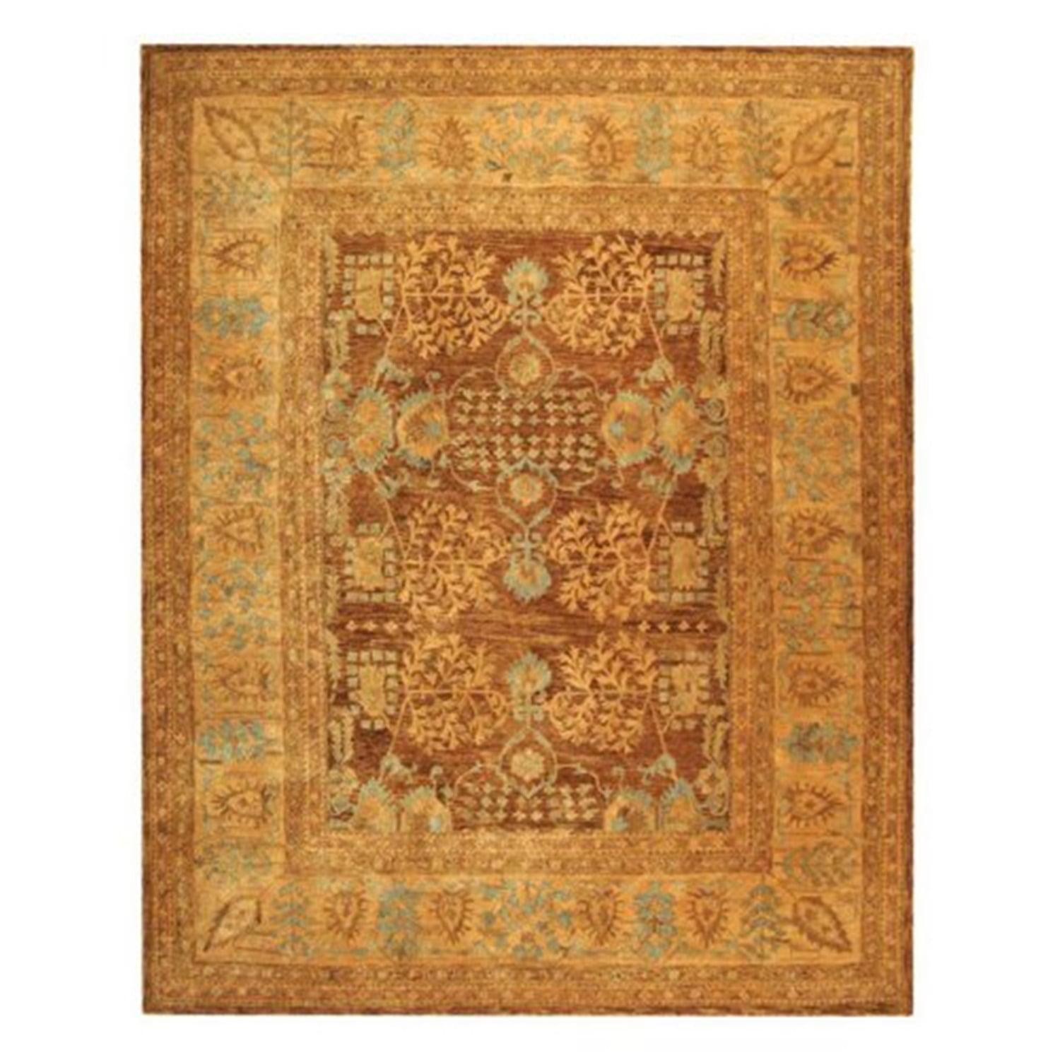 Safavieh  Handmade Taj Mahal Craciunita Traditional Oriental Wool Rug Light Brown/Beige 9' x 12' 9' x 12' Indoor Living Room, Bedroom, Dining Room